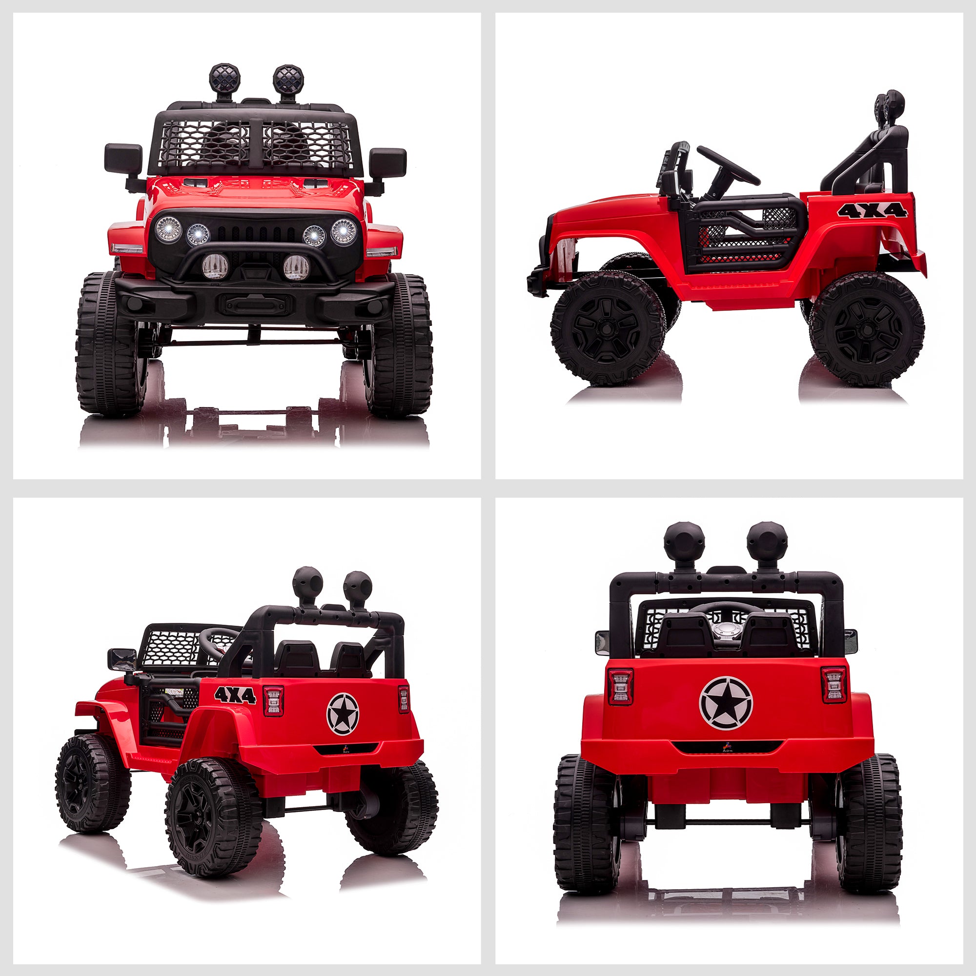 12V Kids Ride On Truck with Parent Remote Control, Battery Powered Electric Car with Spring Suspension, Adjustable Speed, LED Lights and Horn, Red