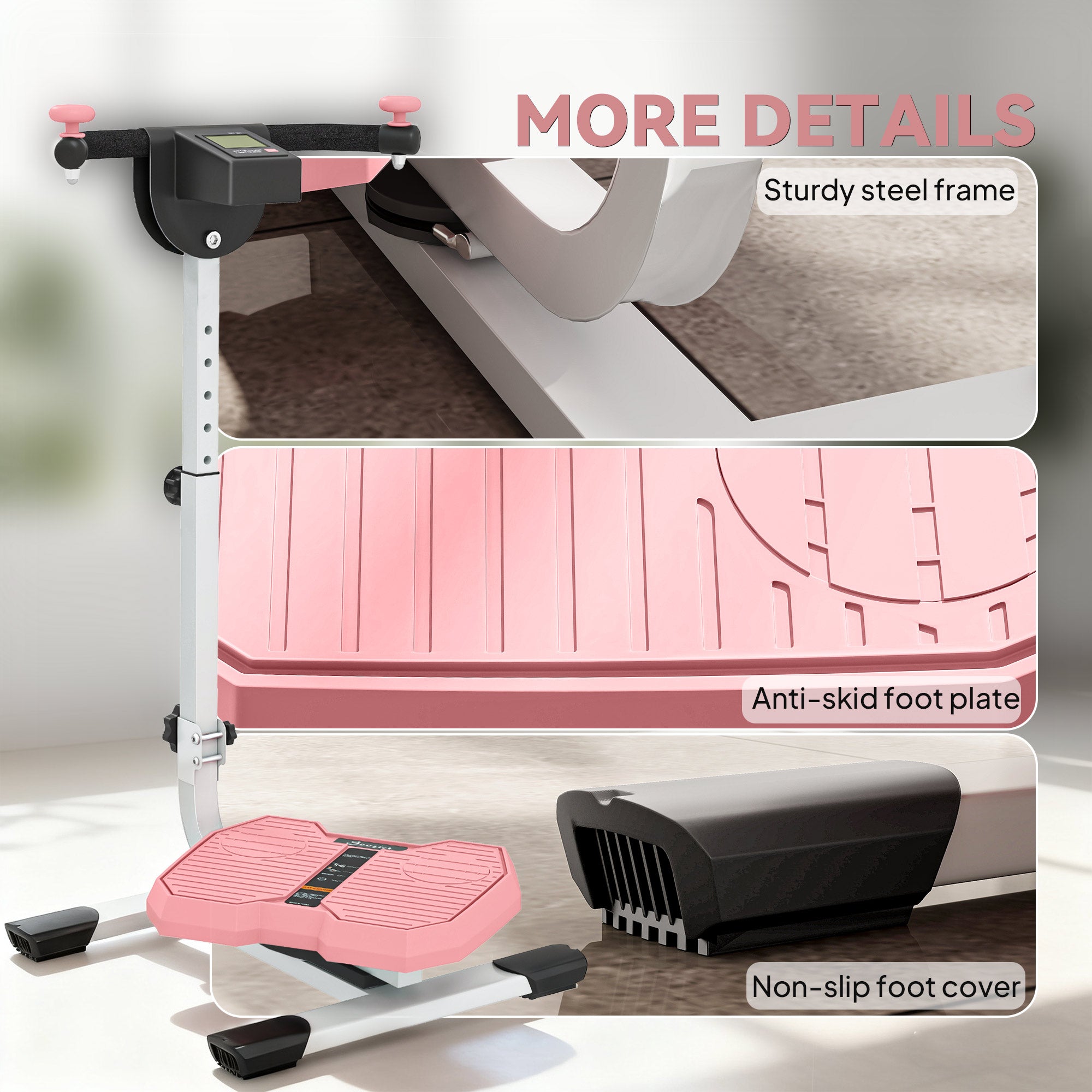 Foldable Ab Twister Board for Waist Trimming with LCD Display, Ab Workout Equipment for Women and Men, Pink