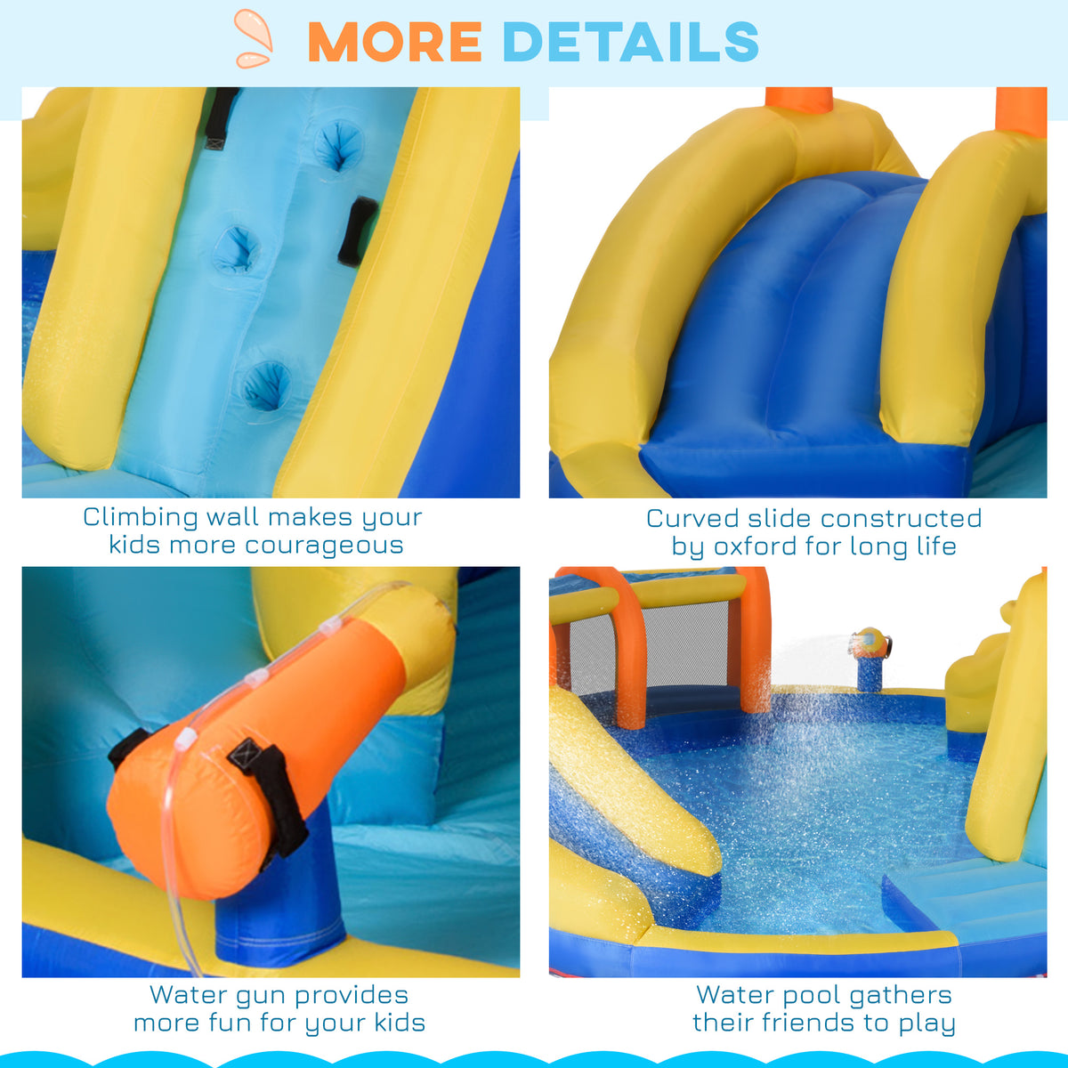 6-in-1 Inflatable Water Slide Kids Bounce House Jumping Castle Includes Slide Basket Pool Climbing Wall Tunnel