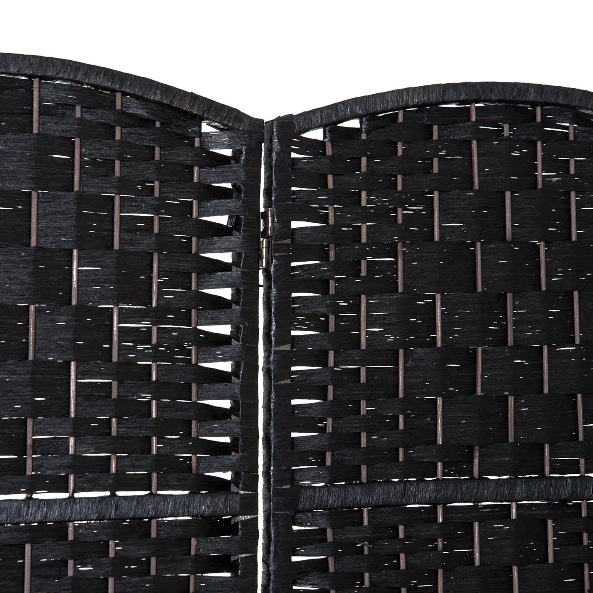 Room Divider 4 Panel, 6FT Tall Folding Privacy Screen, Freestanding Hand-Woven Partition for Room Separation with 360° Hinges, Paper Rope Diamond Weave, Black