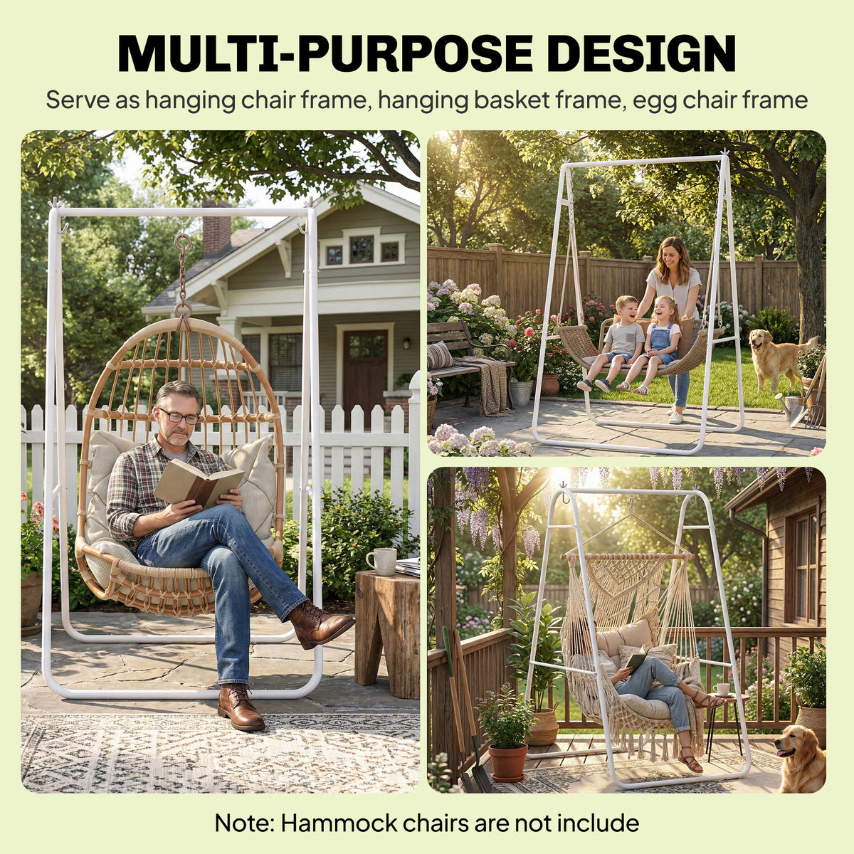 Hammock Chair Stand Only Heavy Duty Solid Steel A-Frame for Hanging Hammock, Egg Chair, Max Load 330 LBS, White