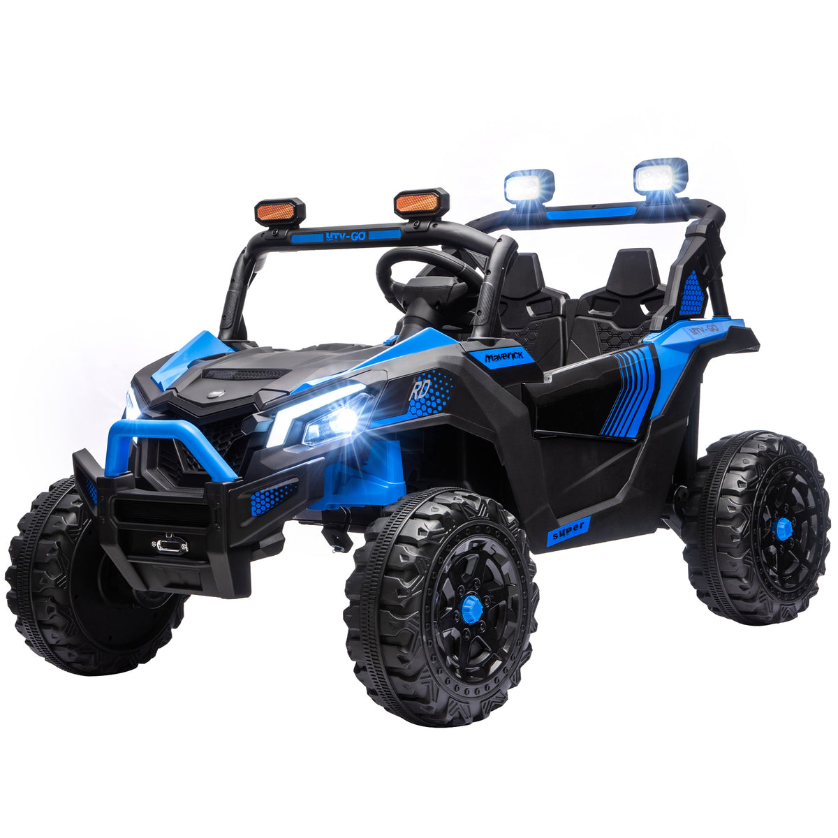 24V 2 Seater Ride On Truck Car for Big Kids with Remote Control, Dual Motors, 4-Wheel Suspension for Ages 3-8, Blue