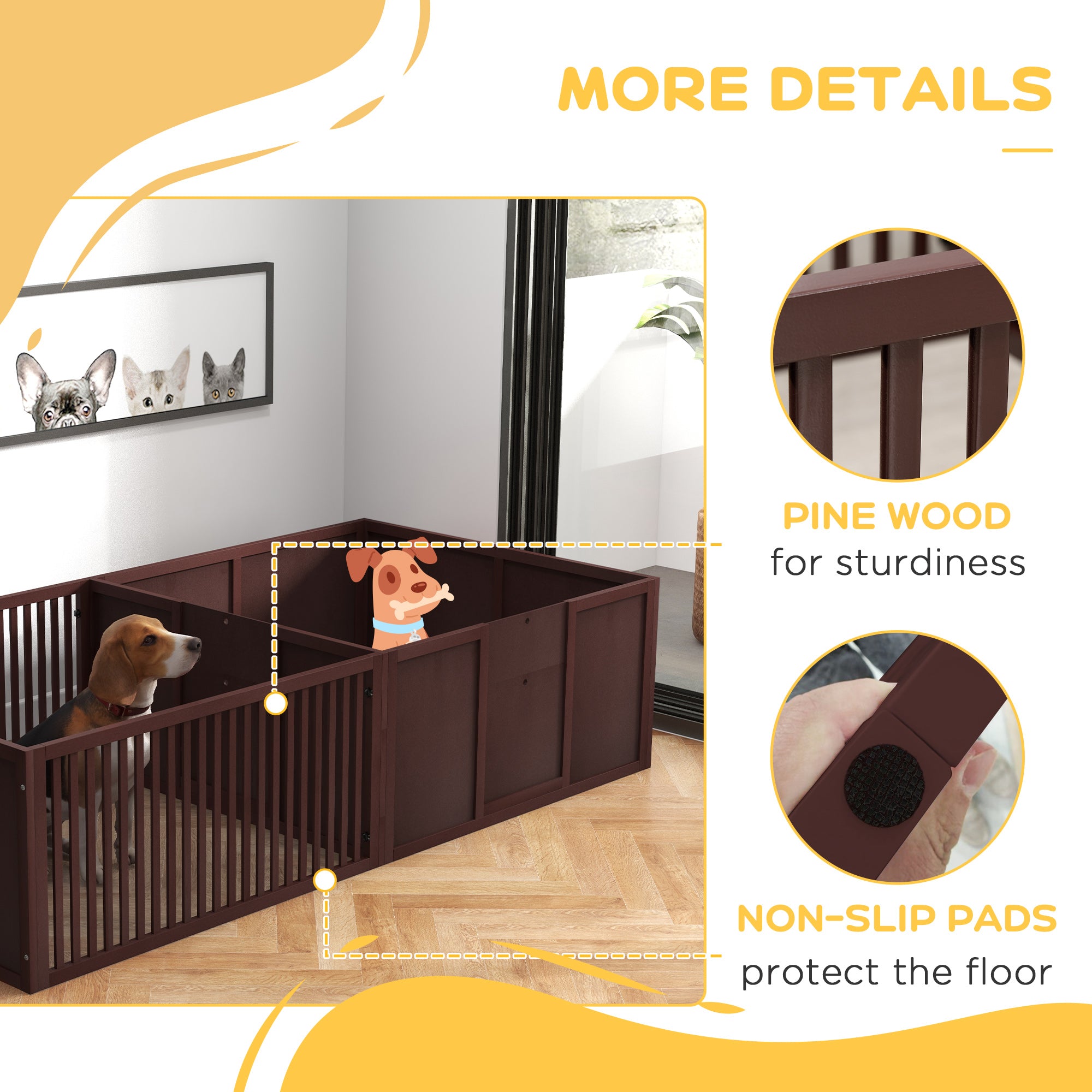 Whelping Box for Dogs Built for Mother's Comfort, Dog Whelping Pen with Removable Doors, Puppy Playpen for Indoors, Newborn Puppy Supplies & Essentials, 81" x 39" x 20", Coffee - Coffee - Image 7