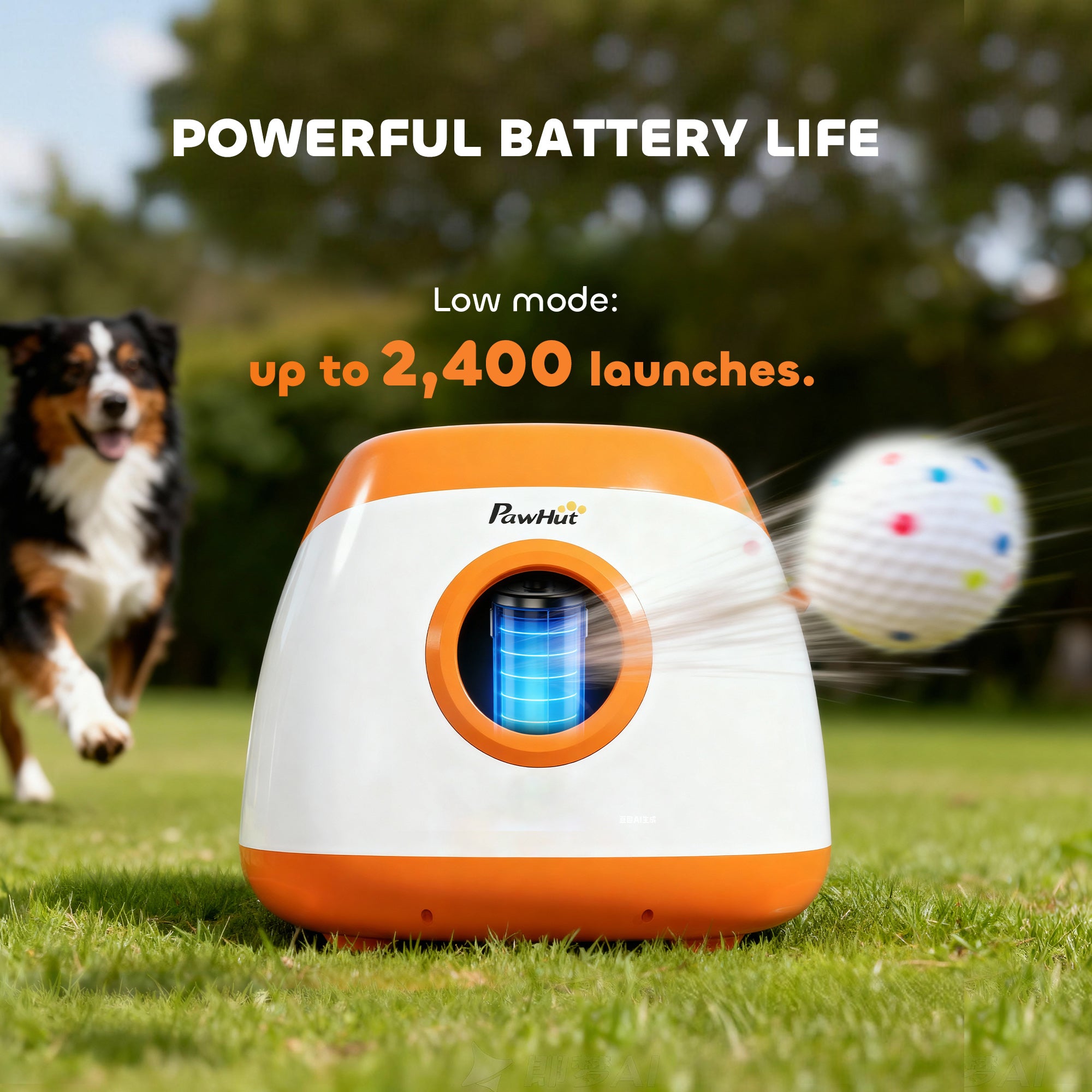 Automatic Dog Ball Launcher with 26-80 FT Distance, Automatic Ball Launcher for Medium and Large Dogs, Orange - Orange - Image 6