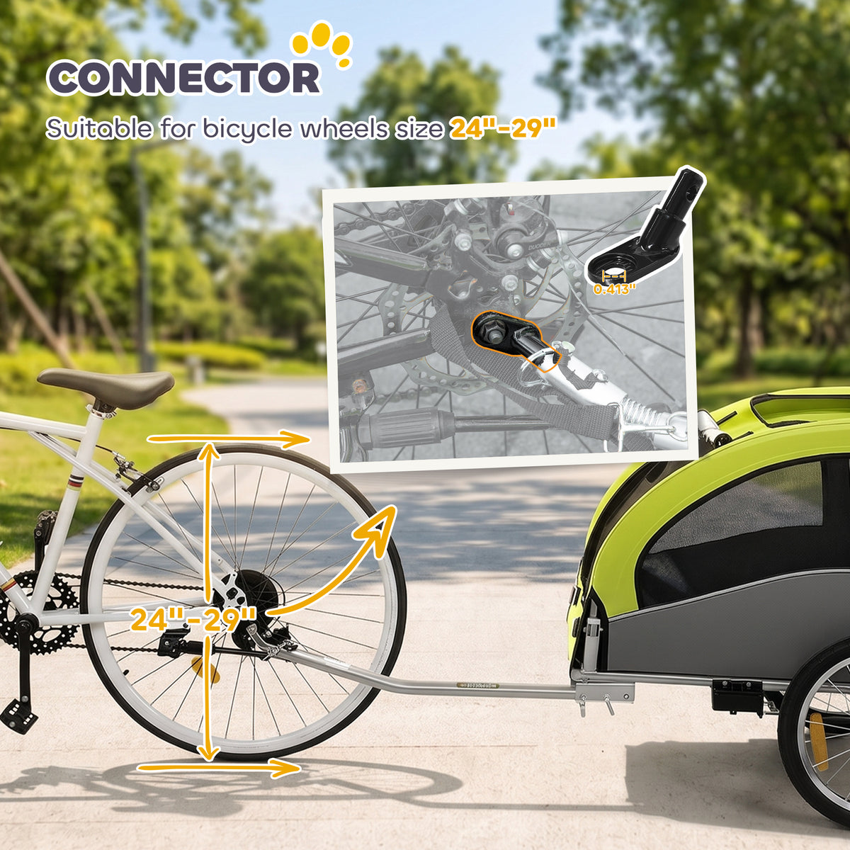 2 in 1 Dog Bike Trailer, Foldable Pet Stroller, Dog Bicycle Trailer with Suspension, for Medium Dogs up to 44 LBS, Green