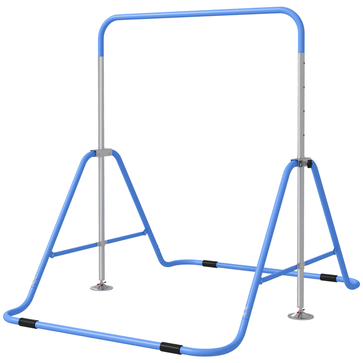 Qaba Folding Gymnastics Bar for Kids, Adjustable Height, Bubble Gum Blue