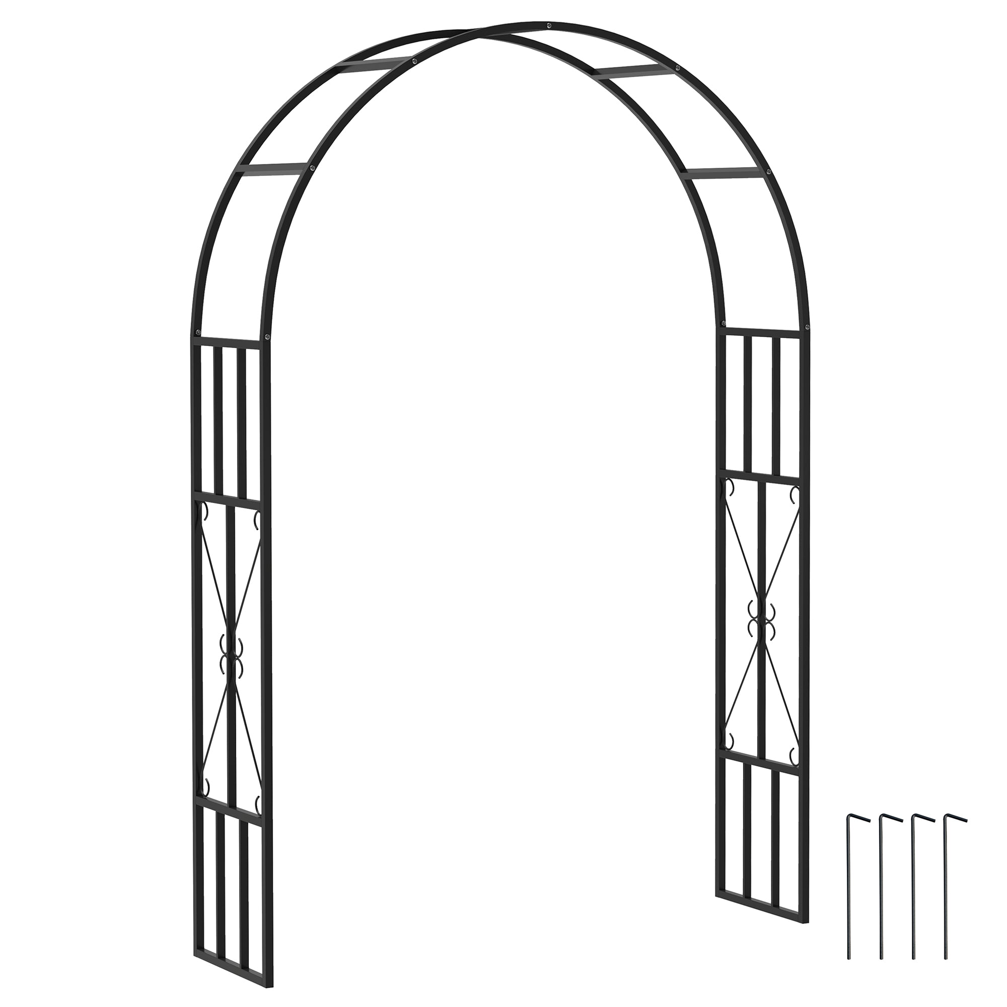 7.3ft Steel Garden Arch Trellis, Garden Arbor Trellis for Climbing Plants Roses Wisteria Vines, Flower Arch Wedding Arch Stand for Outdoor, Garden, Lawn, Backyard, Black - Black