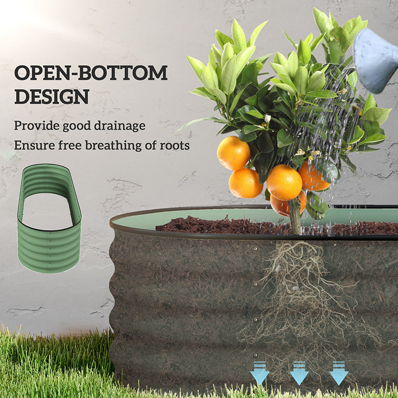 6.4' x 2' x 1.4' Galvanized Raised Garden Bed Kit, Metal Planter Box with Safety Edging, Green - Green - Image 5