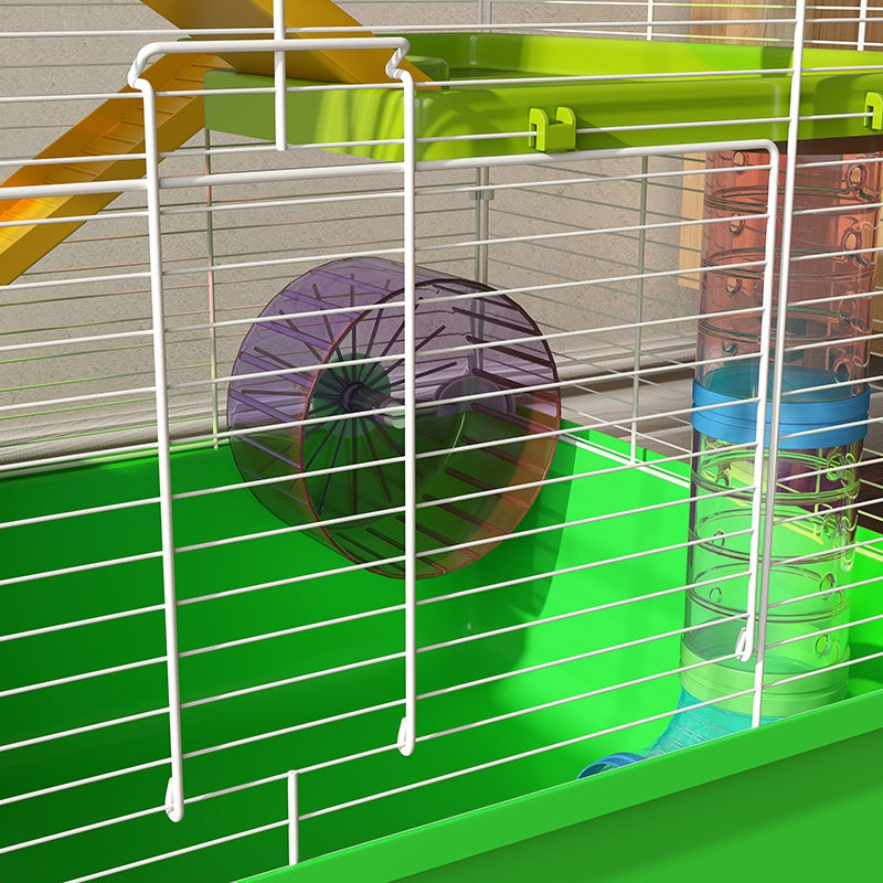 23" 5-Tier Hamster Cage with Wheel and Water Bottle, Green - Green - Image 8