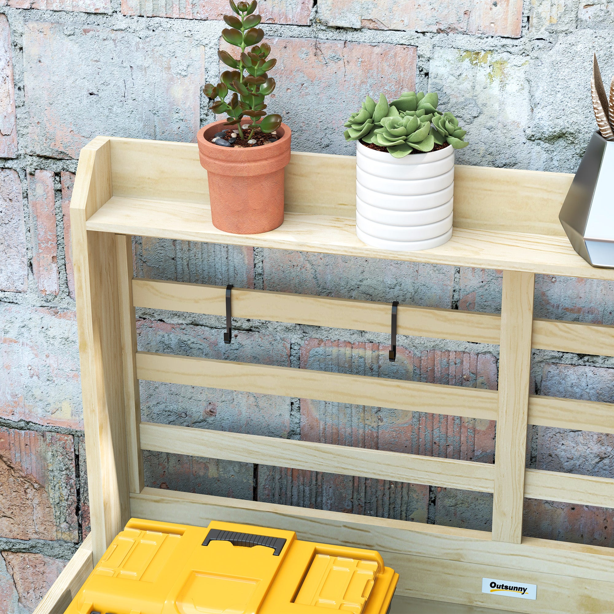Wooden Potting Bench with Storage, Sink, Water Tap for Backyard, Patio, Balcony, Natural - Natural Wood - Image 8