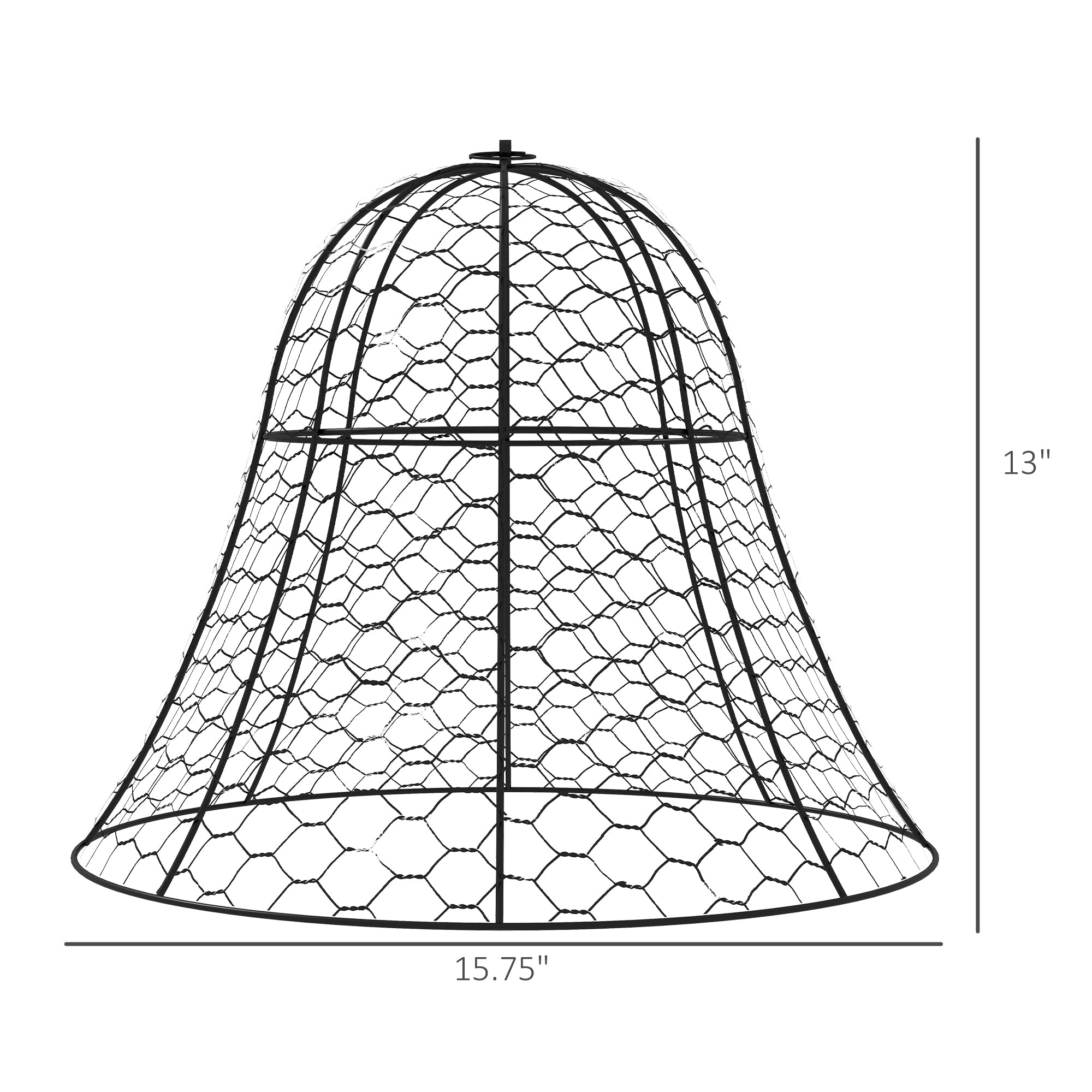 6 Pack Garden Cloches for Plants, 16" x 13" Metal Crop Cage, Plant Cages to Keep Animals Out, Black - Black - Image 3