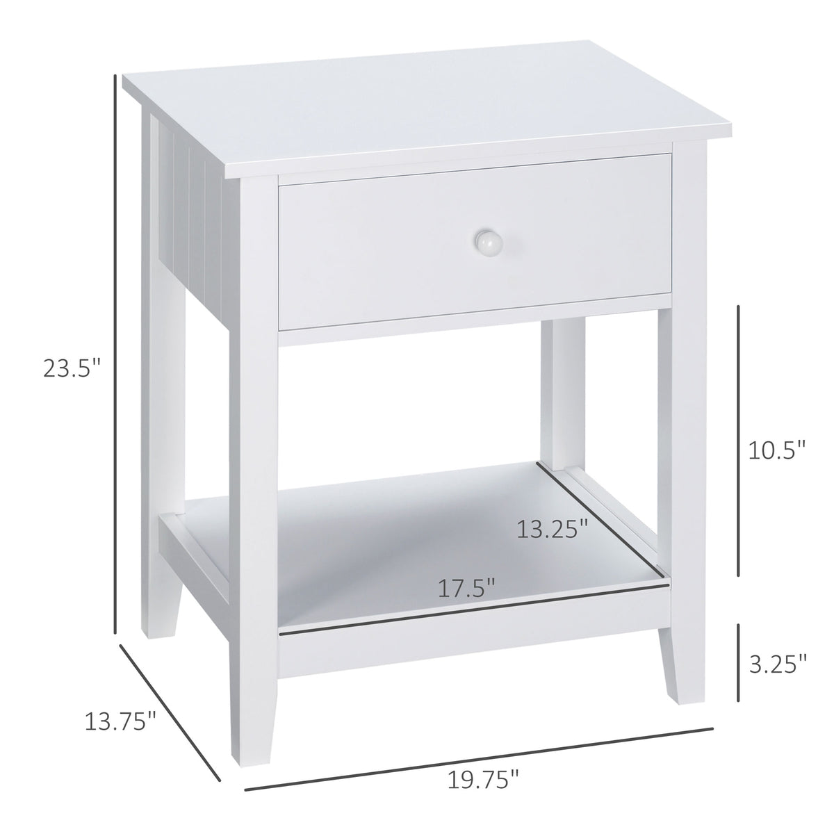 End Table, 2-tier Side Table with Drawer and Storage Shelf, Modern Sofa Side Table for Living Room, Gray