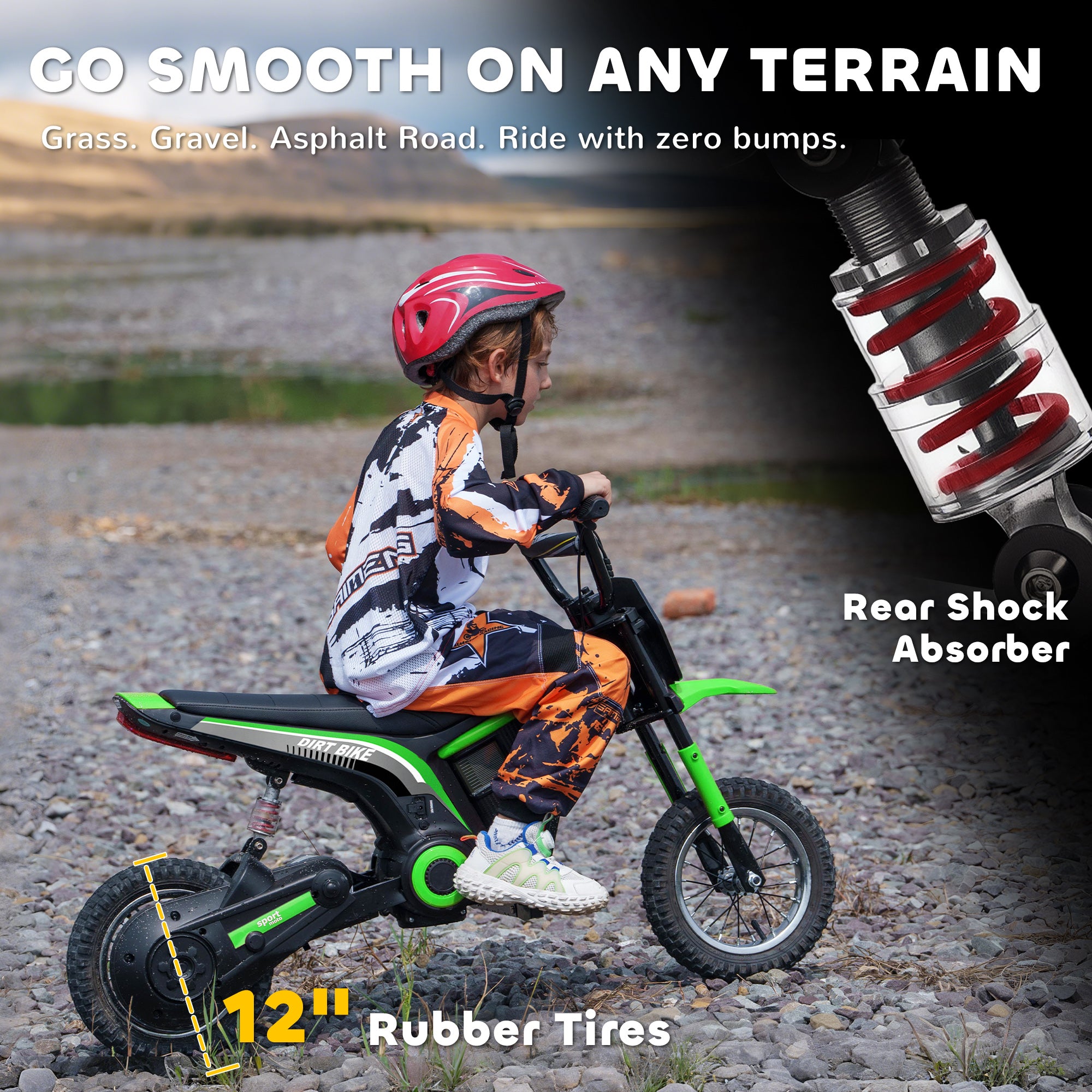 24V 350W Electric Dirt Bike Up to 15 MPH w/ Twist Grip Throttle, Green