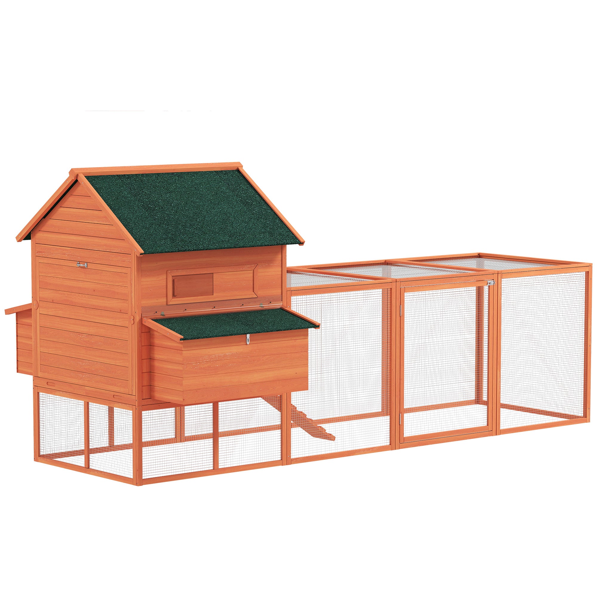 137" Wooden Chicken Coop for 8-10 Chickens, Backyard, Orange - Orange