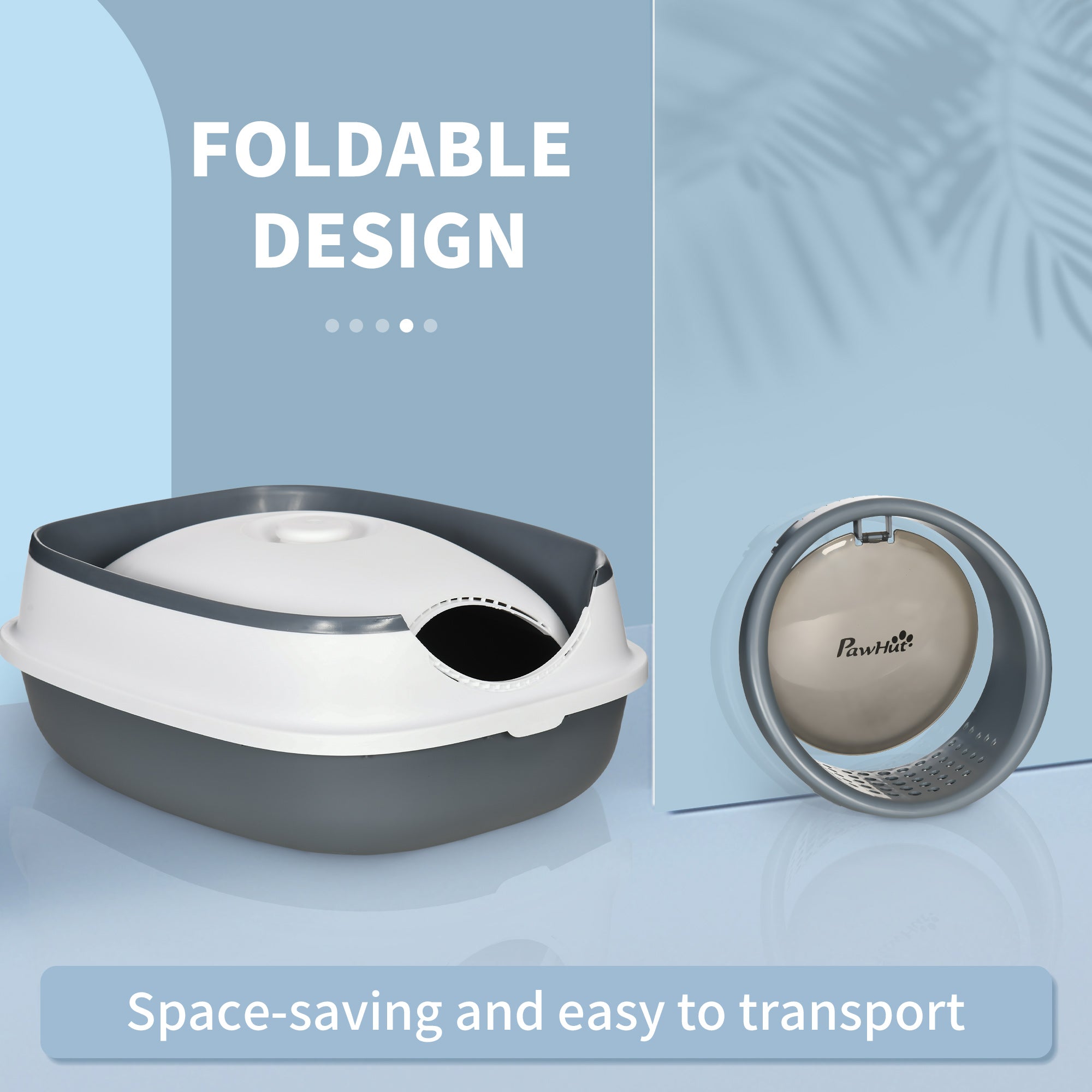 Dome Covered Cat Litter Box with Lid, White and Gray - White - Image 7