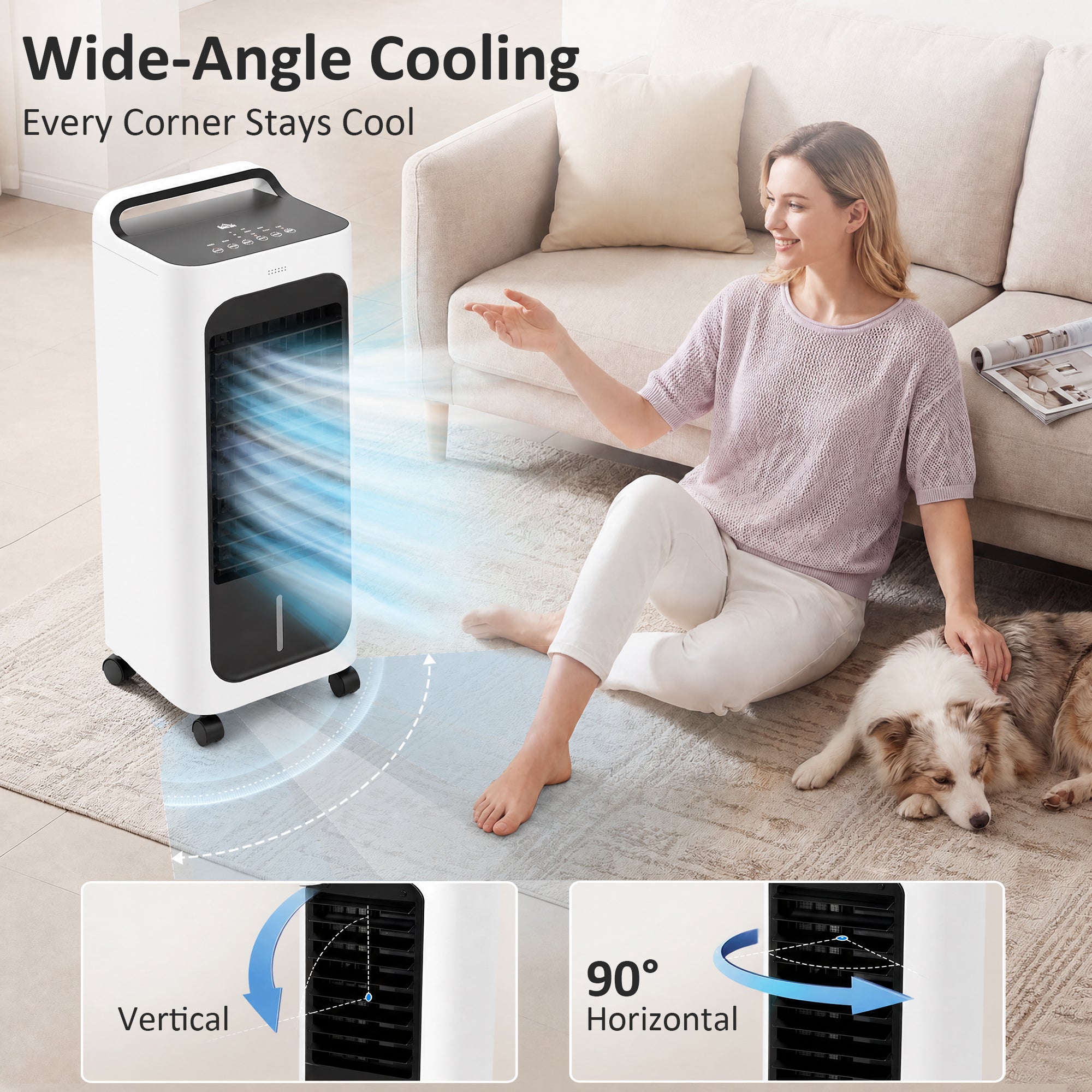 Room Air Cooler with Ice Packs, Ice Cooling Fan Water Humidifier Unit with Remote, Timer, Oscillating