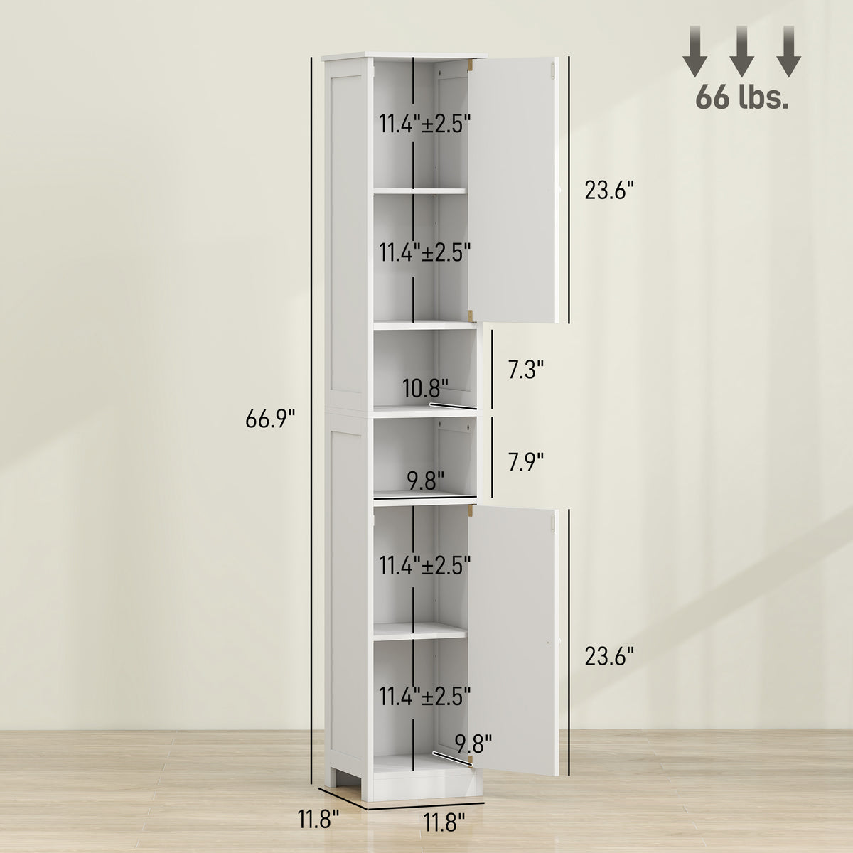 Narrow Tall Bathroom Storage Cabinet, 70" Slim Freestanding Bathroom Cabinet with Adjustable Shelves, Open Shelves
