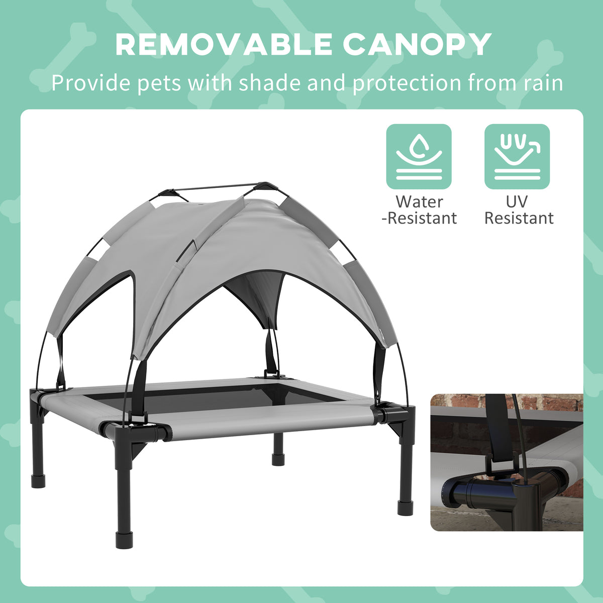 Elevated Dog Bed with Canopy, Raised Outdoor Pet Bed for Camping with Washable Breathable Mesh, 30" x 24" x 27"