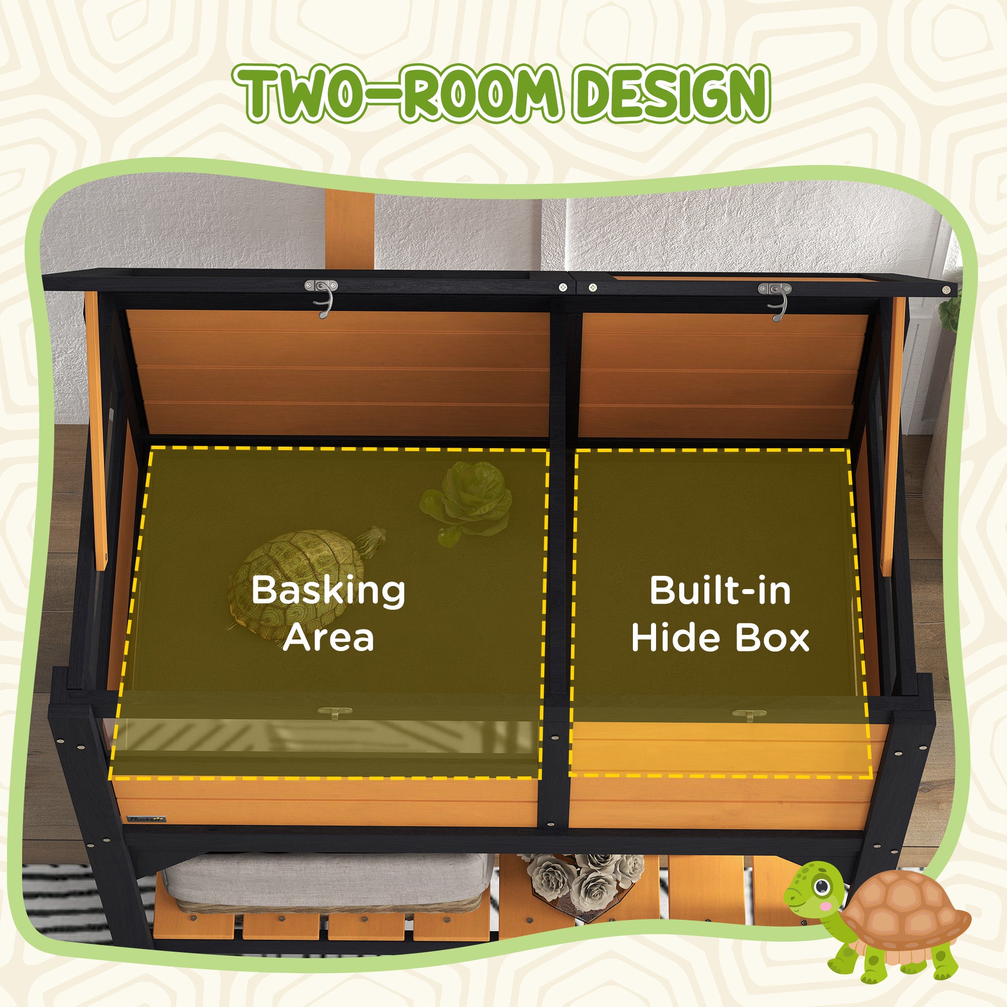 Tortoise Habitat with Shelf Storage Tortoise Gift Accessory with Weather Protection for Indoor, Yellow - Yellow - Image 4
