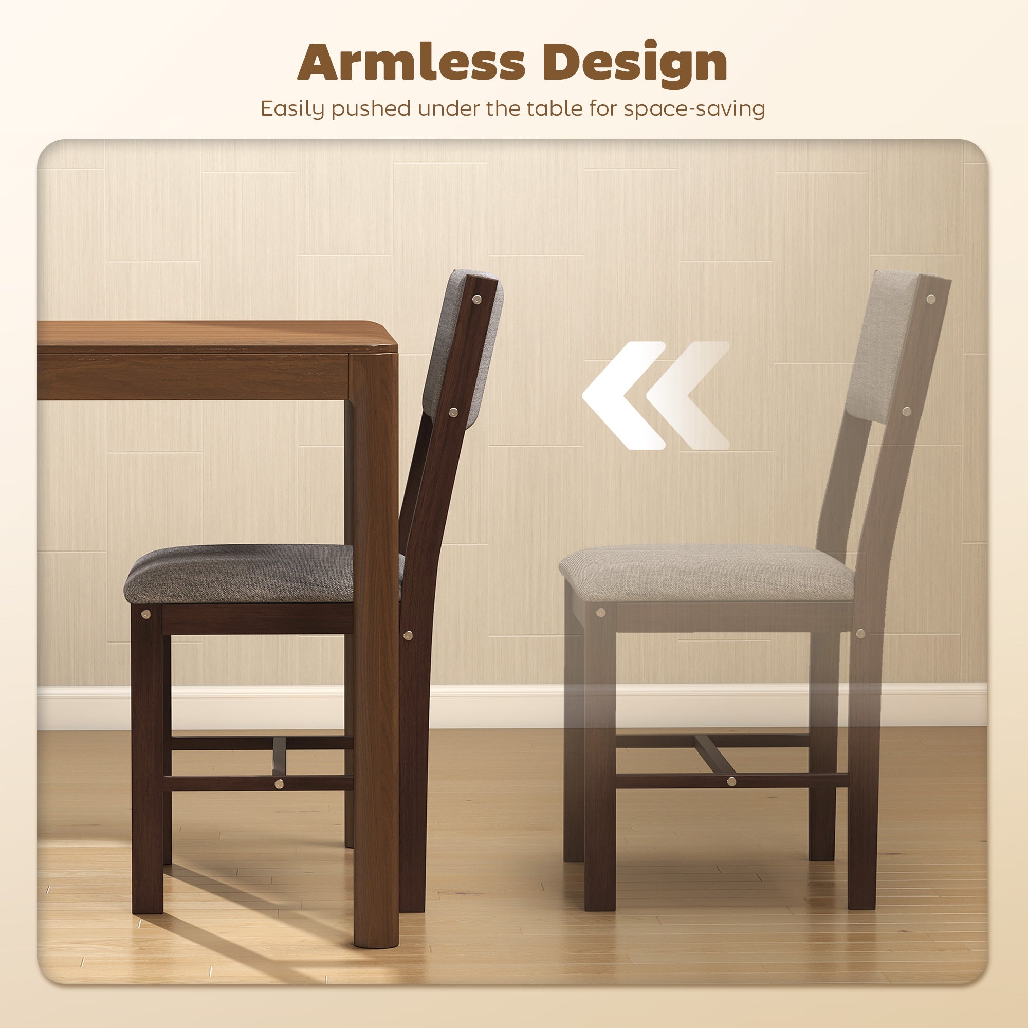Modern Dining Chairs Set of 4, Linen Fabric Kitchen Chairs with Rubberwood Legs for Dining Room, Living Room, Gray