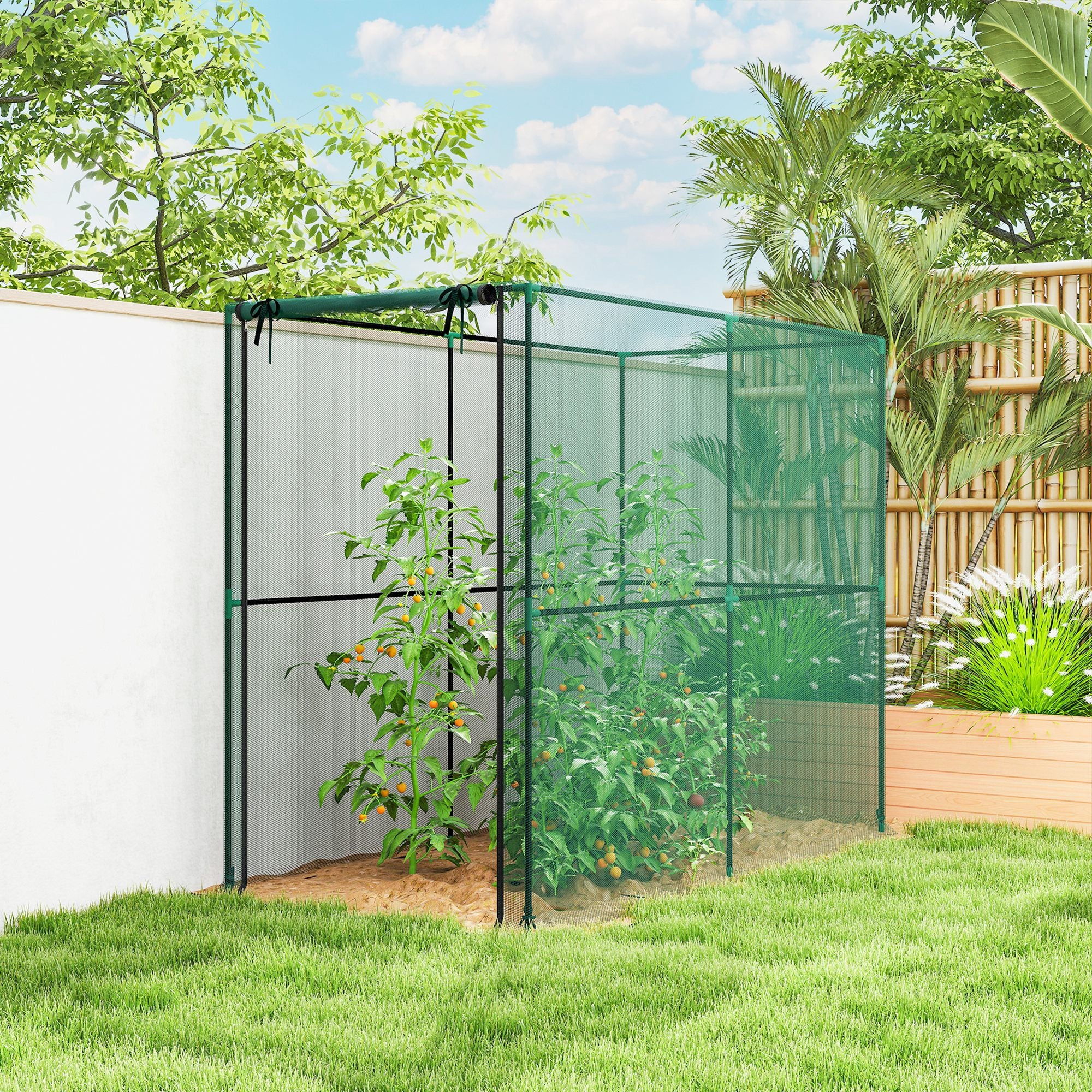 Crop Cage, Plant Protection Tent with Zippered Door, Plant Protector from Animals for Vegetables Flowers Fruits, Green - Green - Image 7