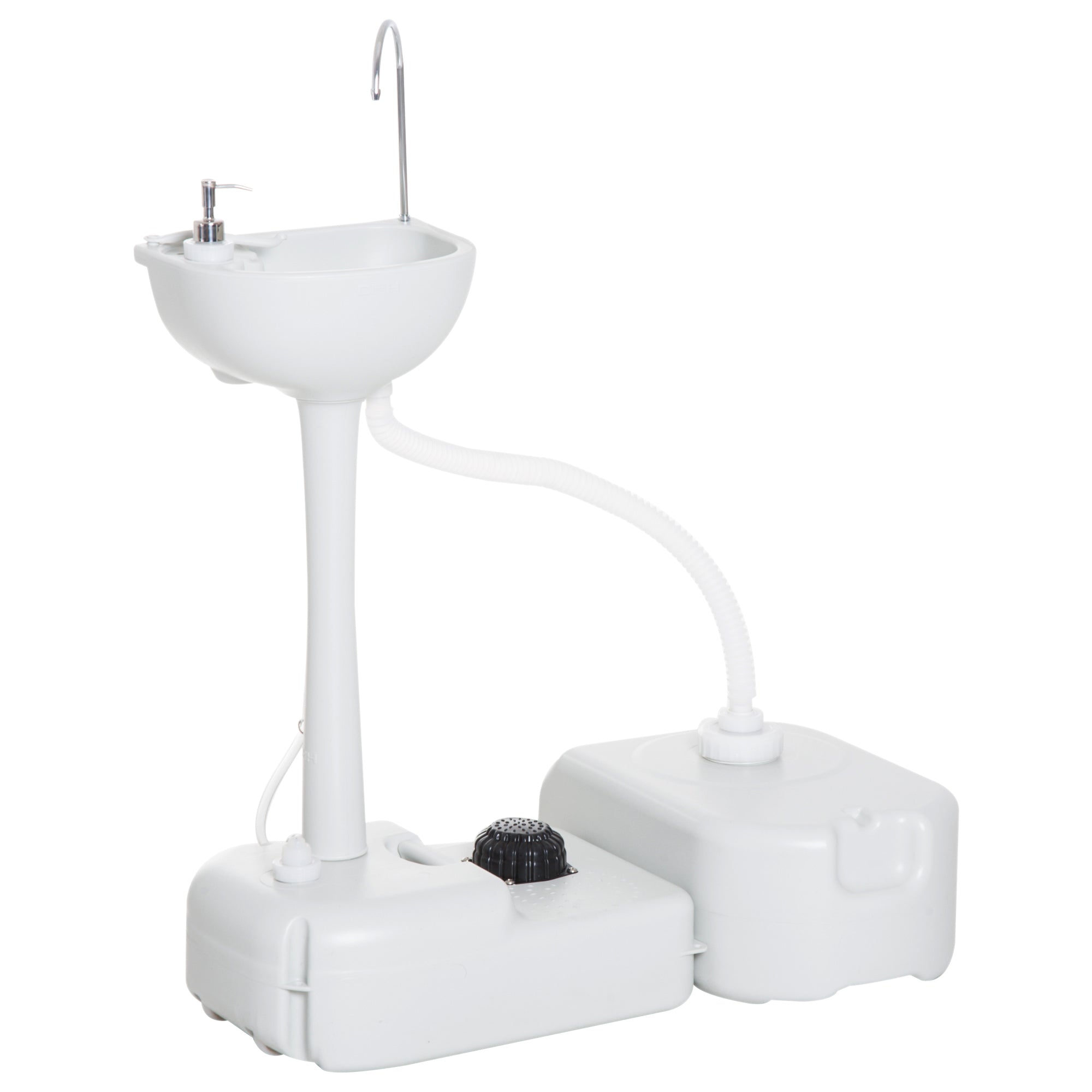Portable Camping Sink, Handwashing Station Basin with 4.5 Gal (17 L) Tank, 6.3 Gal (24 L) Recovery Tank, Rolling Wheels & Soap Dispenser for RV, Outdoor Events, Gatherings, HDPE, White