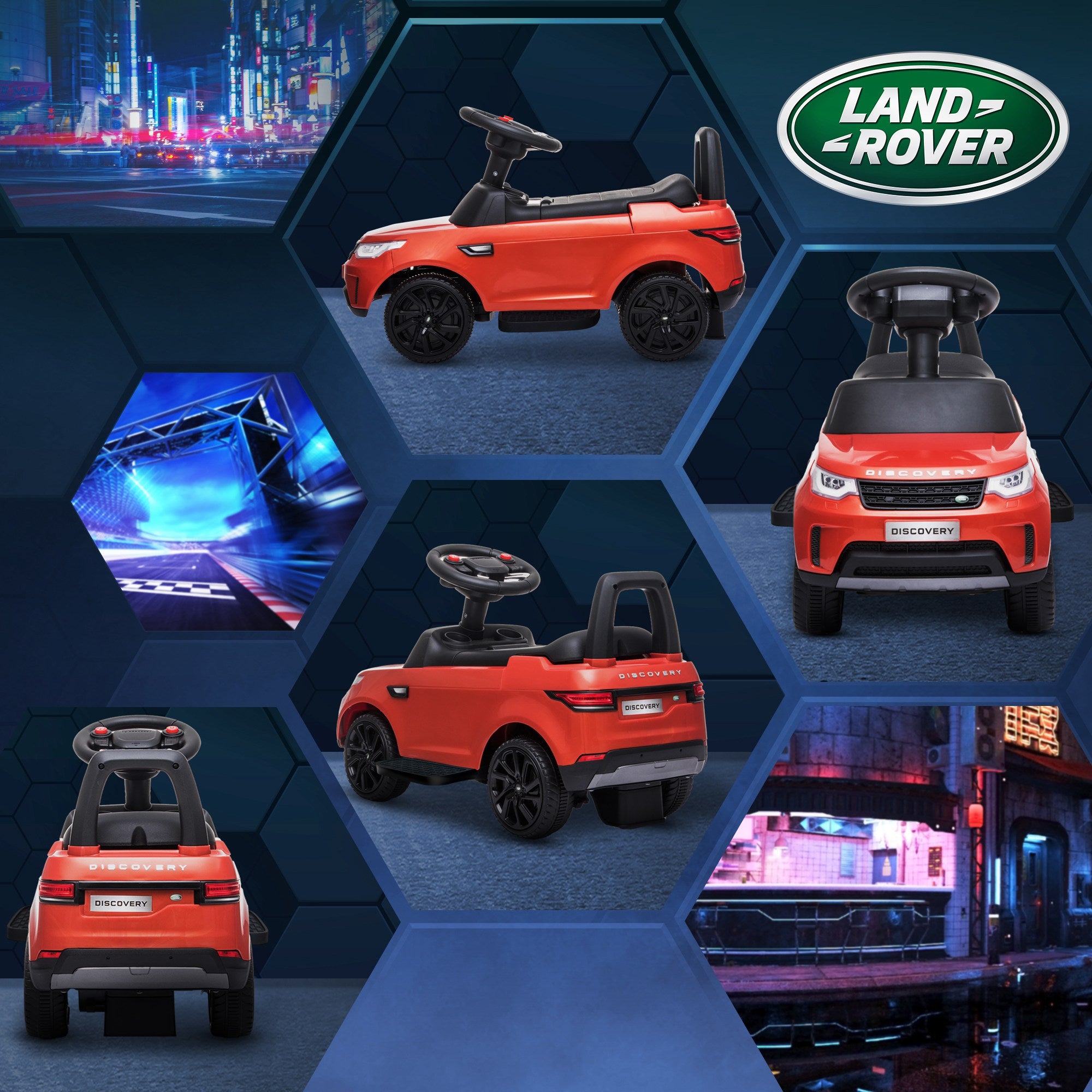 2 in 1 Land Rover Licensed 6V Ride on Car Sliding Car Battery Powered Electric Car w/ Headlights Music Horn, Red
