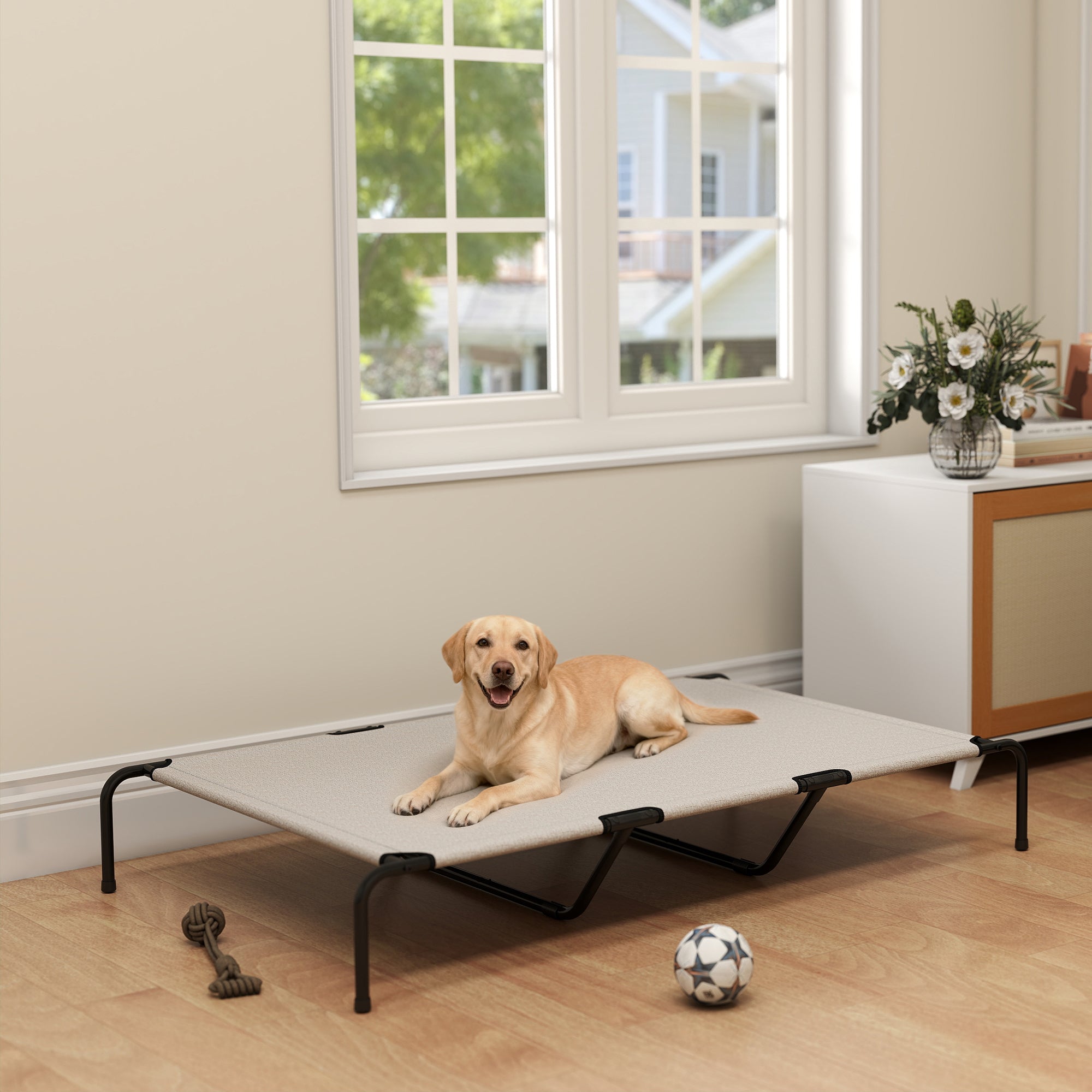 Elevated Dog Bed for Large Breeds Beige 60"L - Beige - Image 7