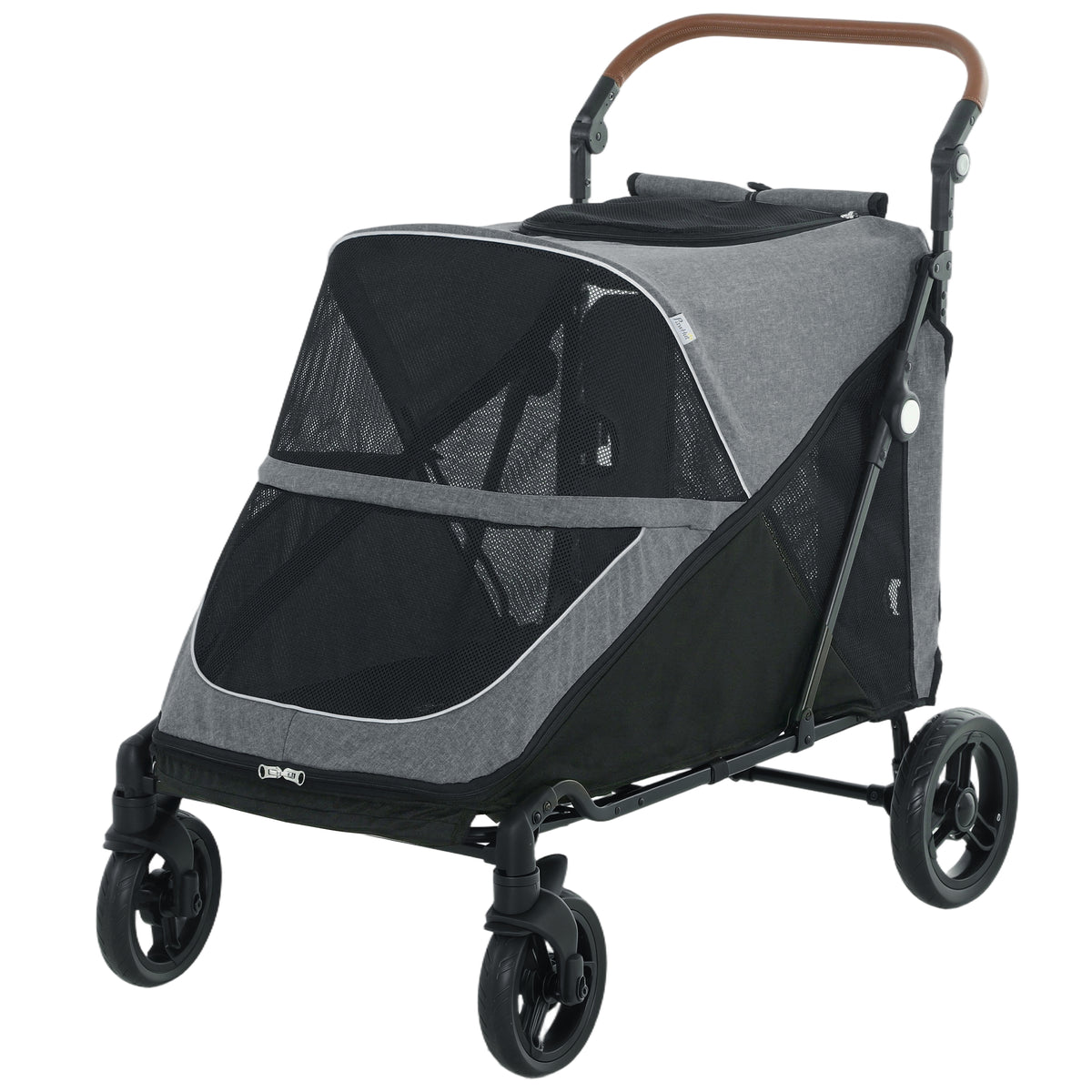 Dog Stroller for Large Dogs Up to 66 LBS with All-Terrain Spring Suspension, 8-Position Adjustable Handle, Gray