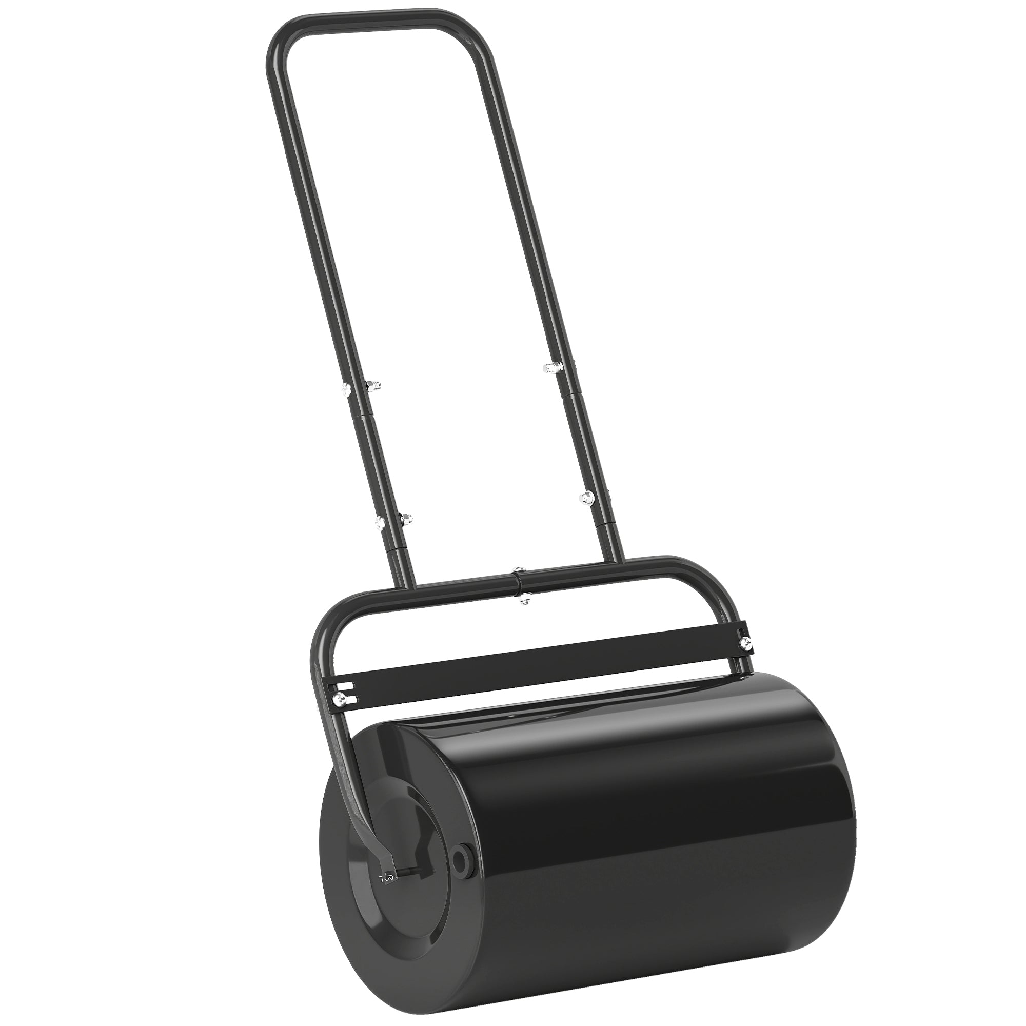 20-Inch Push/Tow Behind Lawn Roller Filled with 10 Gal Water or Sand for Flattening Sod in the Garden, Black - Black