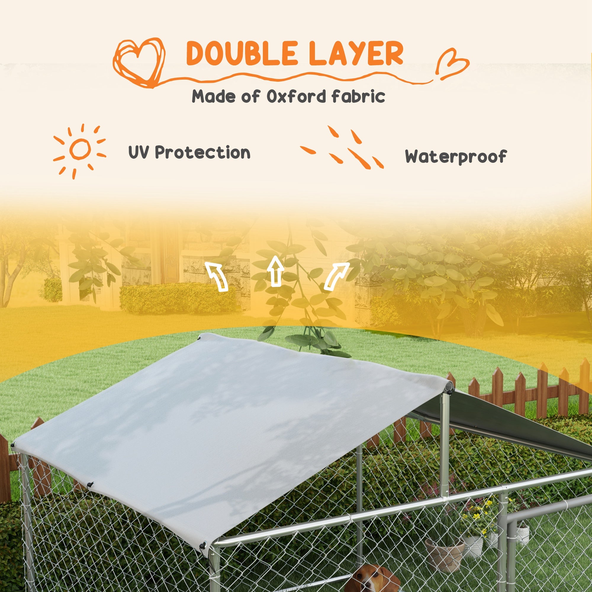 6.6' x 6.6' x 4.9' Dog Kennel Outdoor for Small Medium Dogs with Waterproof Roof, Silver - Silver - Image 6