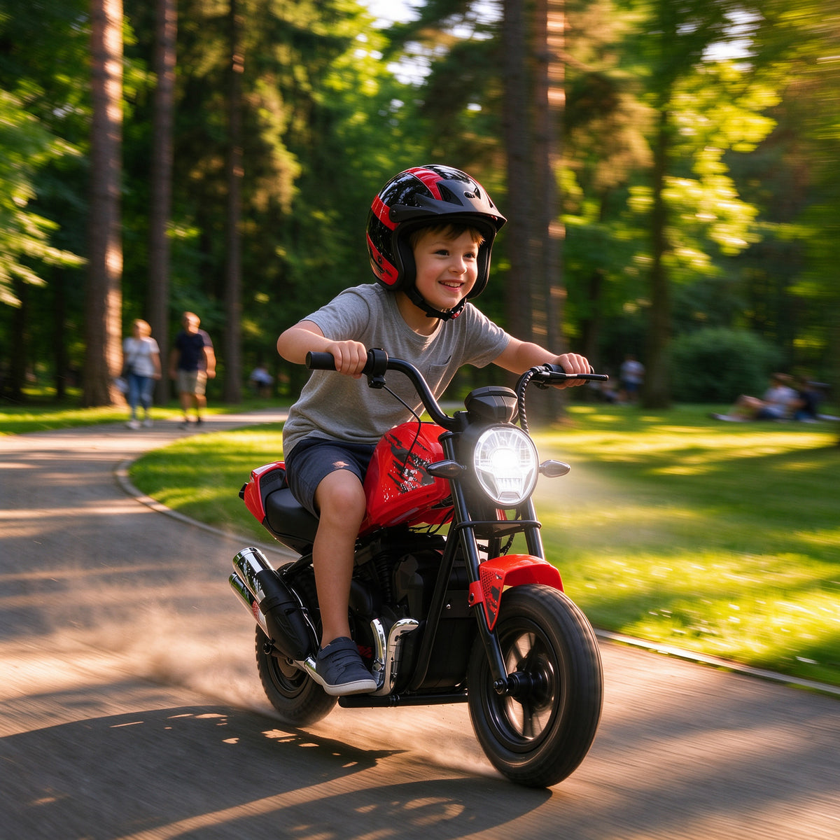 24V Kids Electric Motorcycle with 180W Motor, 12" Rubber Tires, Up to 11MPH, Twist Throttle for Ages 6-12, Red