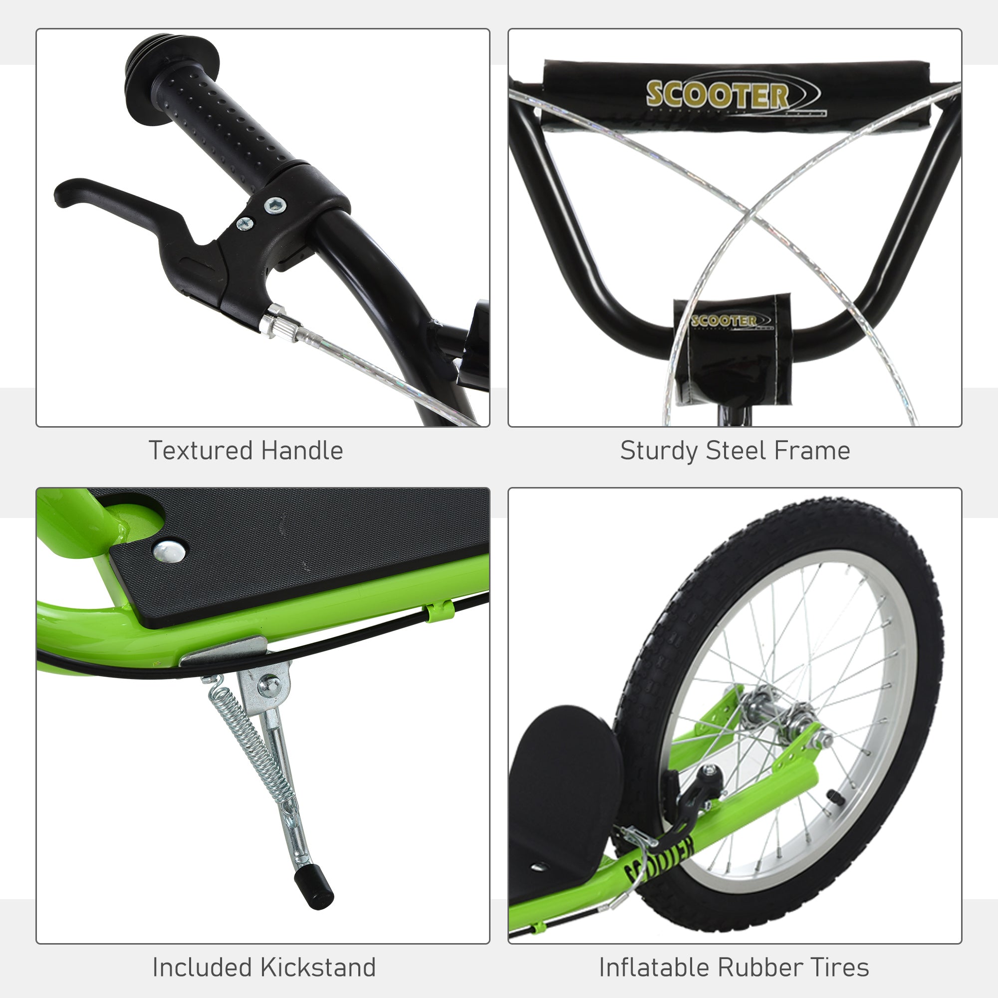 Youth Scooter Kick Scooter for Kids 5+ with Adjustable Handlebar Front and Rear Dual Brakes, Light Green