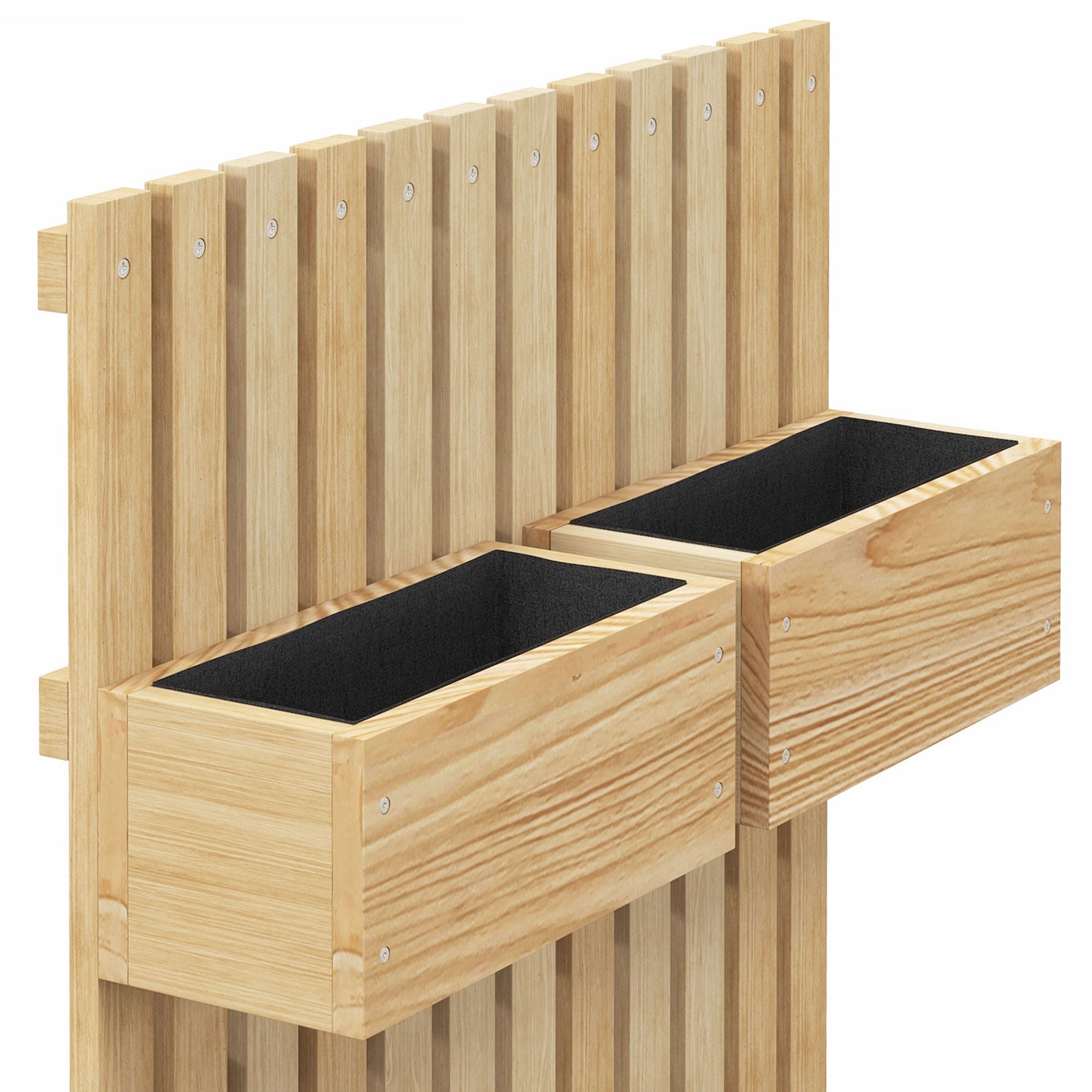 Wall Mounted Planter with Trellis and Drainage Holes for Small Spaces, Raised Garden Bed, Natural - Natural Wood - Image 8