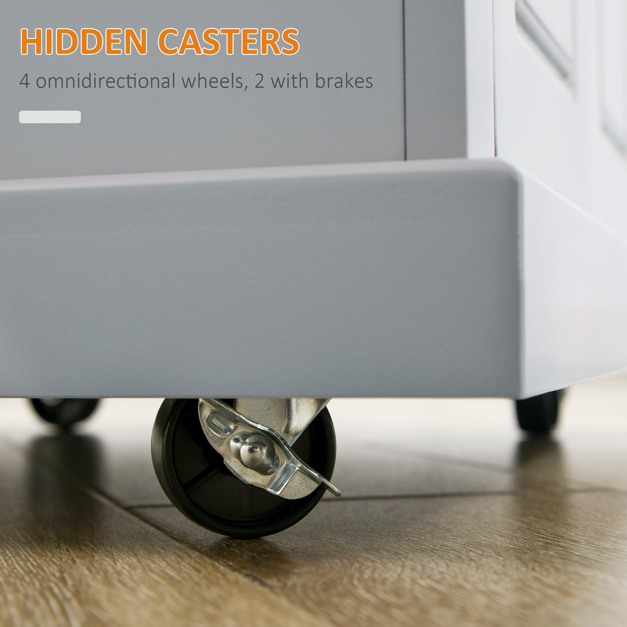 Rolling Kitchen Island Cart, Portable Serving Trolley Table with Drawer, Adjustable Shelf and 2 Towel Racks, Grey