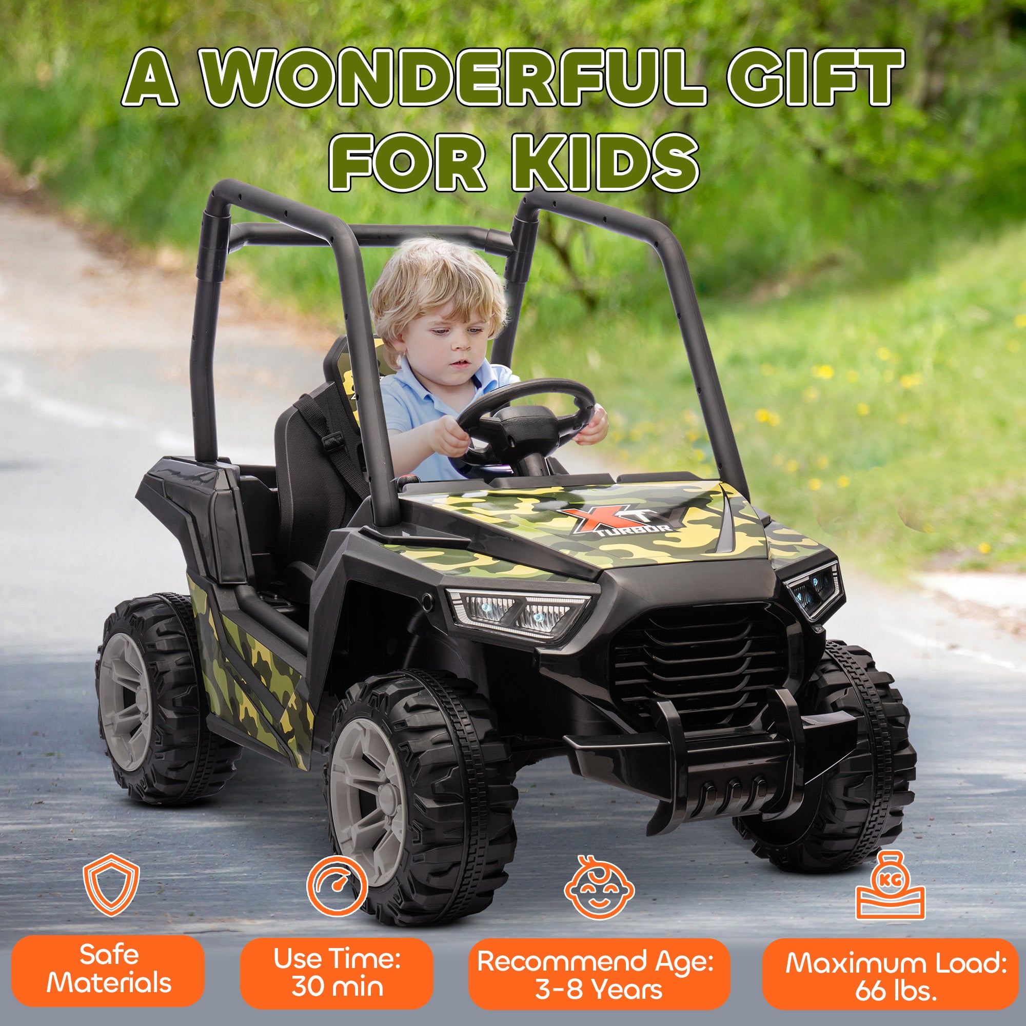 12V Kids Electric Car with Parent Remote Control, Spring Suspension, Soft Start, Music, LED Light, Safety Belt, Green