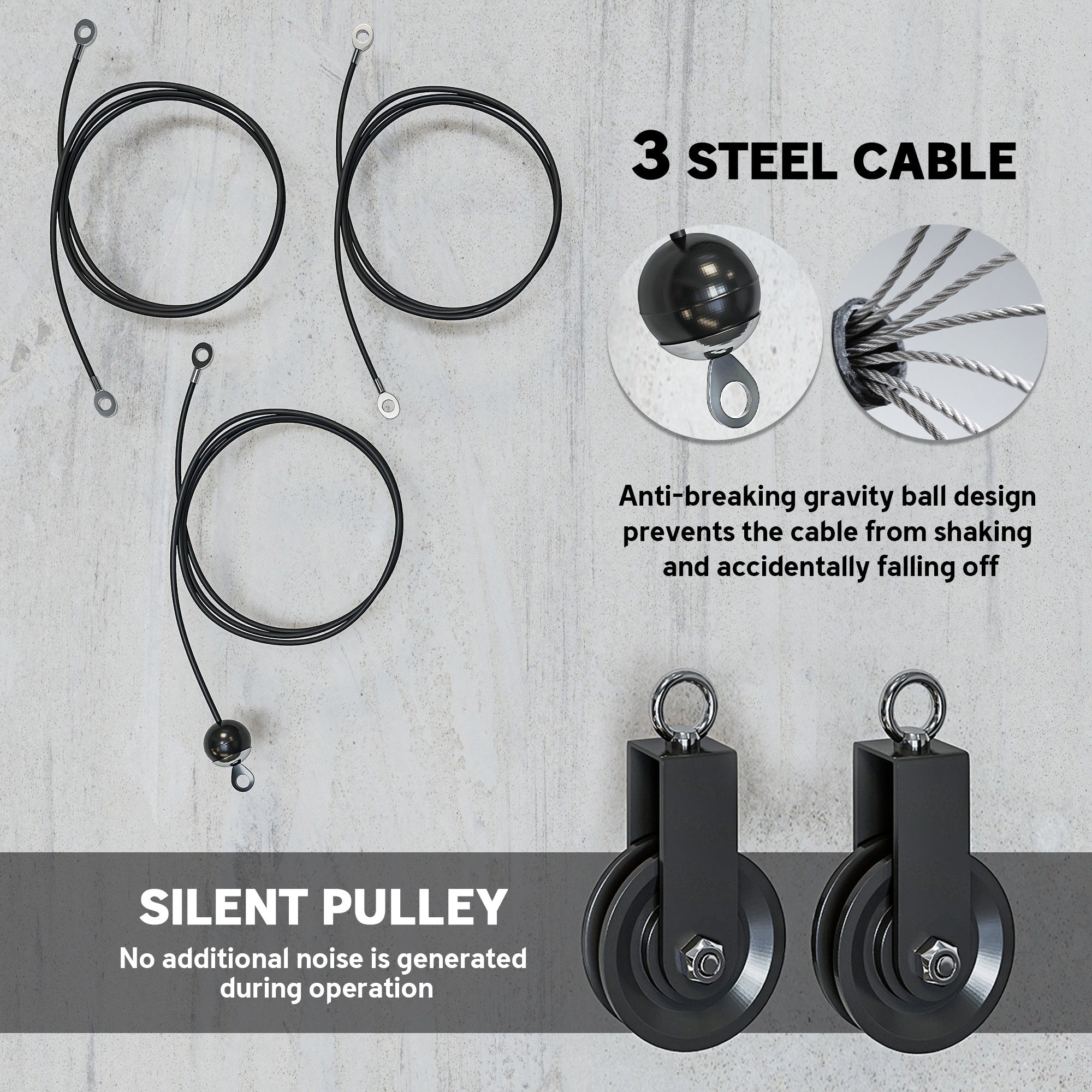 Weight Cable Pulley System for Home Gym with Universal Loading Pin for LAT Pull Down, Biceps Curl Workout, Red