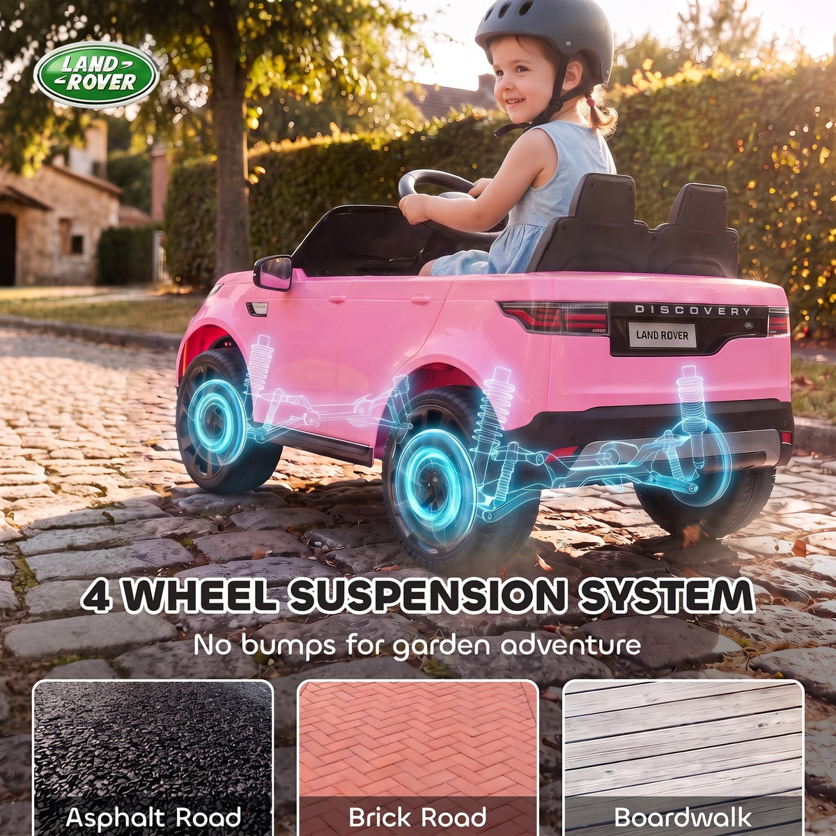 12V Electric Car for Kids, Licensed Land Rover Ride on Car with Parent Remote, Soft Start, 4 Wheel Suspension, Pink