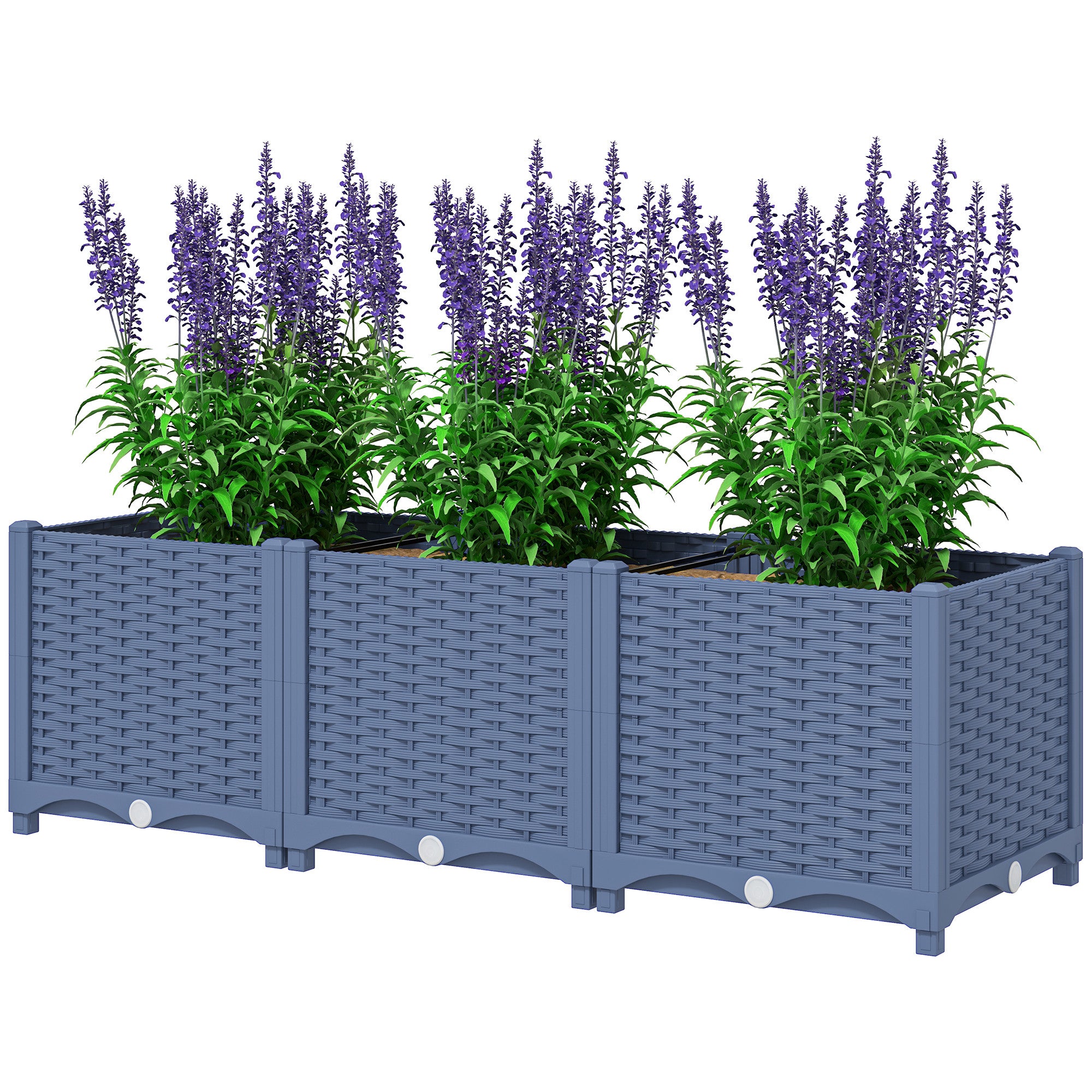 Plastic Raised Garden Bed, 4 x 1 x 1 ft Outdoor Flower Box with Drainage Holes for Vegetables, Herbs, Blue - Blue