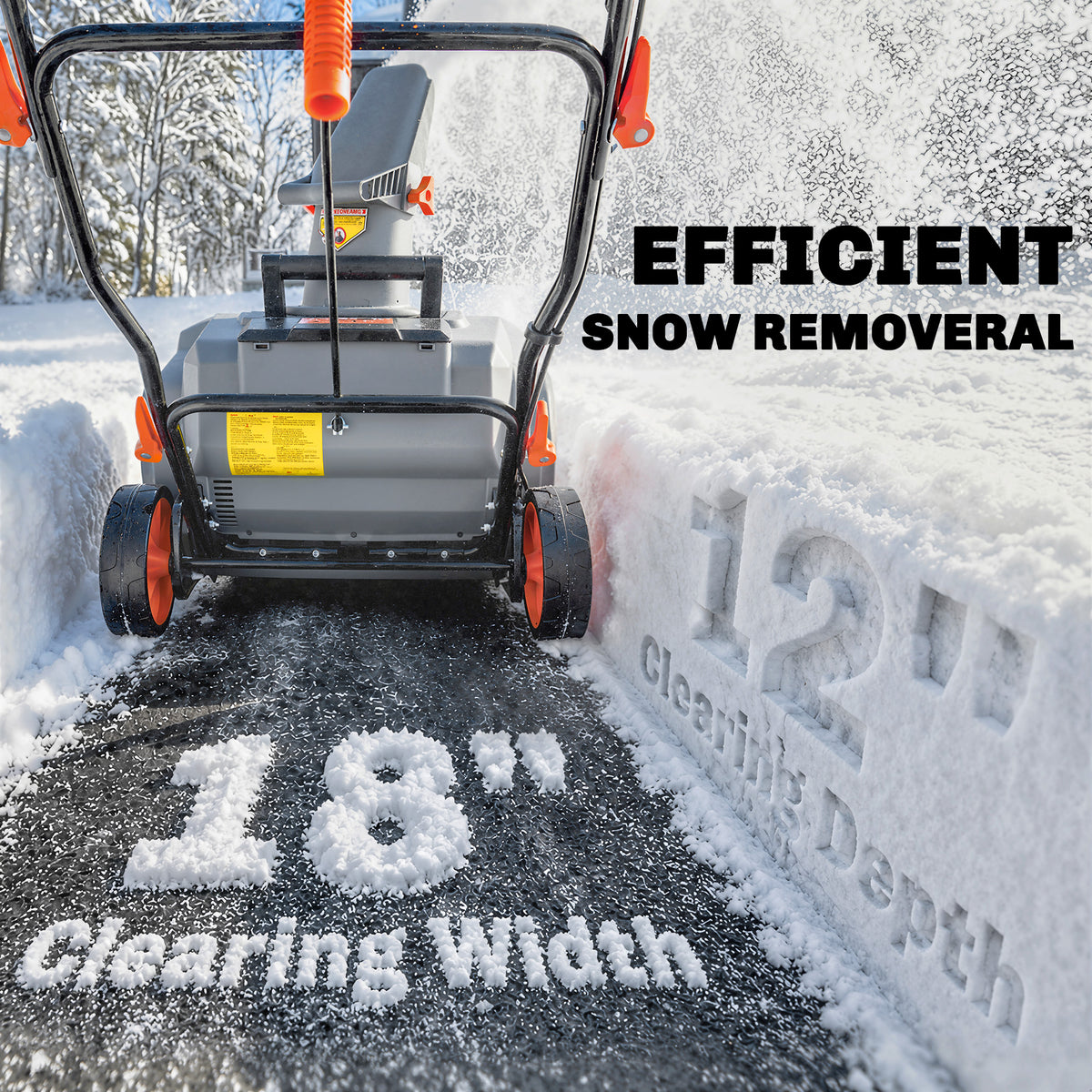 40V 18" Cordless Snow Blower with PU Auger, 1400W Brushless Motor, 12" Depth, Two 4.0Ah Batteries & Fast Charger