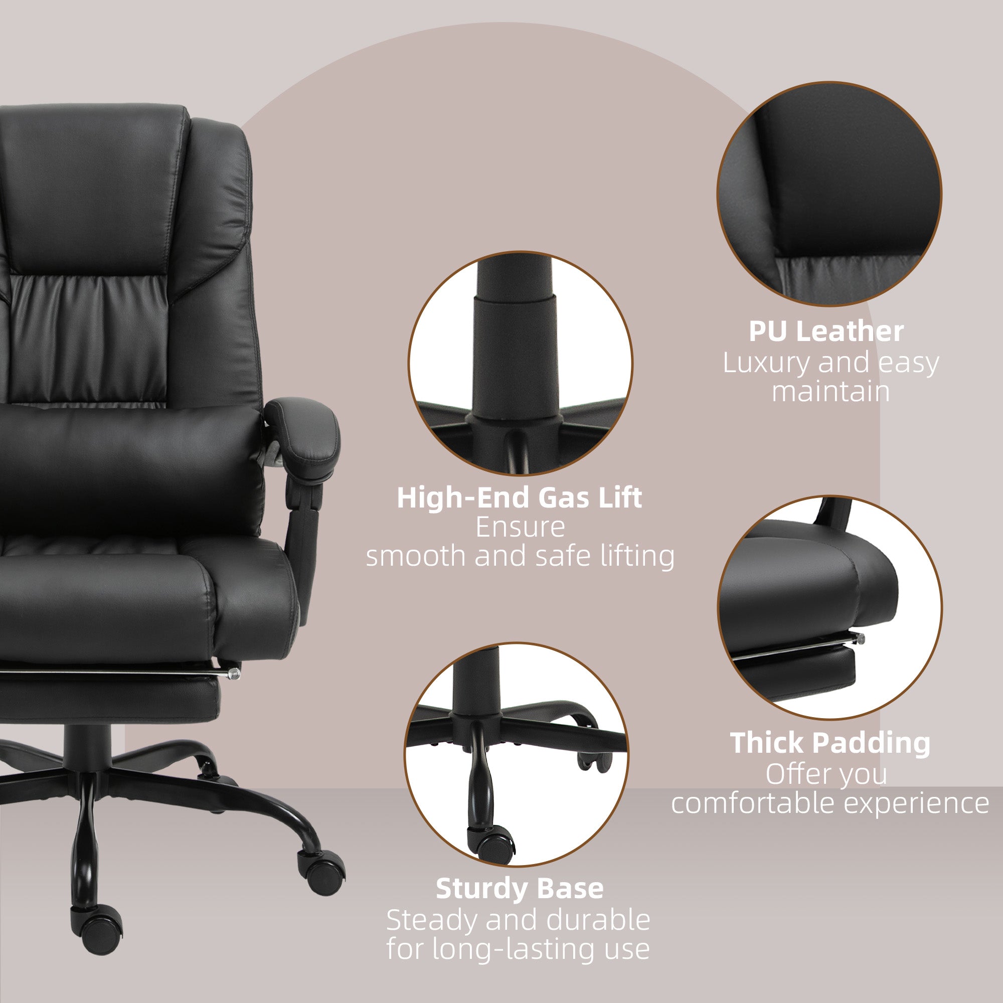 Massage Office Chair with 6 Vibrating Points, High Back Reclining Office Chair with Footrest and Remote, Black