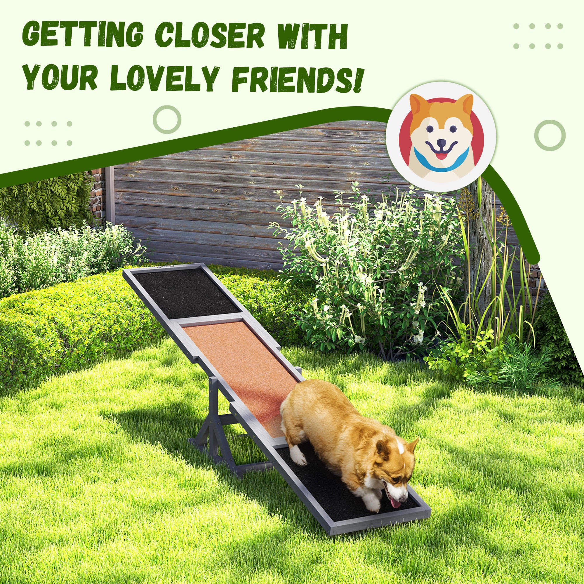 Wooden Dog Agility Seesaw for Training and Exercise, Weather Resistant, 83" L x 16" W x 14" H, Gray - Gray - Image 6