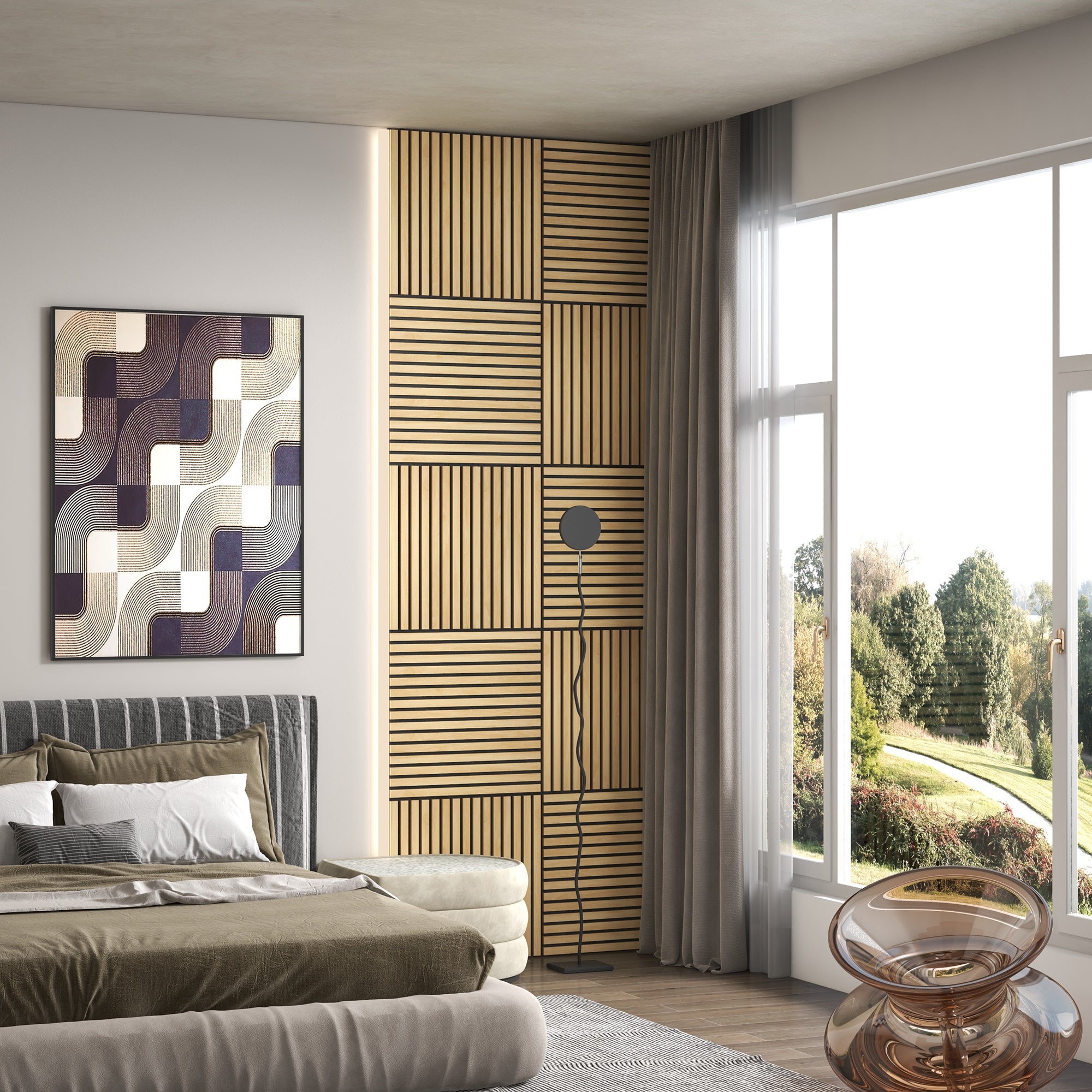 24" x 24" Wood Panels for Wall, 4 Pack Acoustic Panels, Sound Absorbing Slat Wall for Wall Decor, Home, Oak
