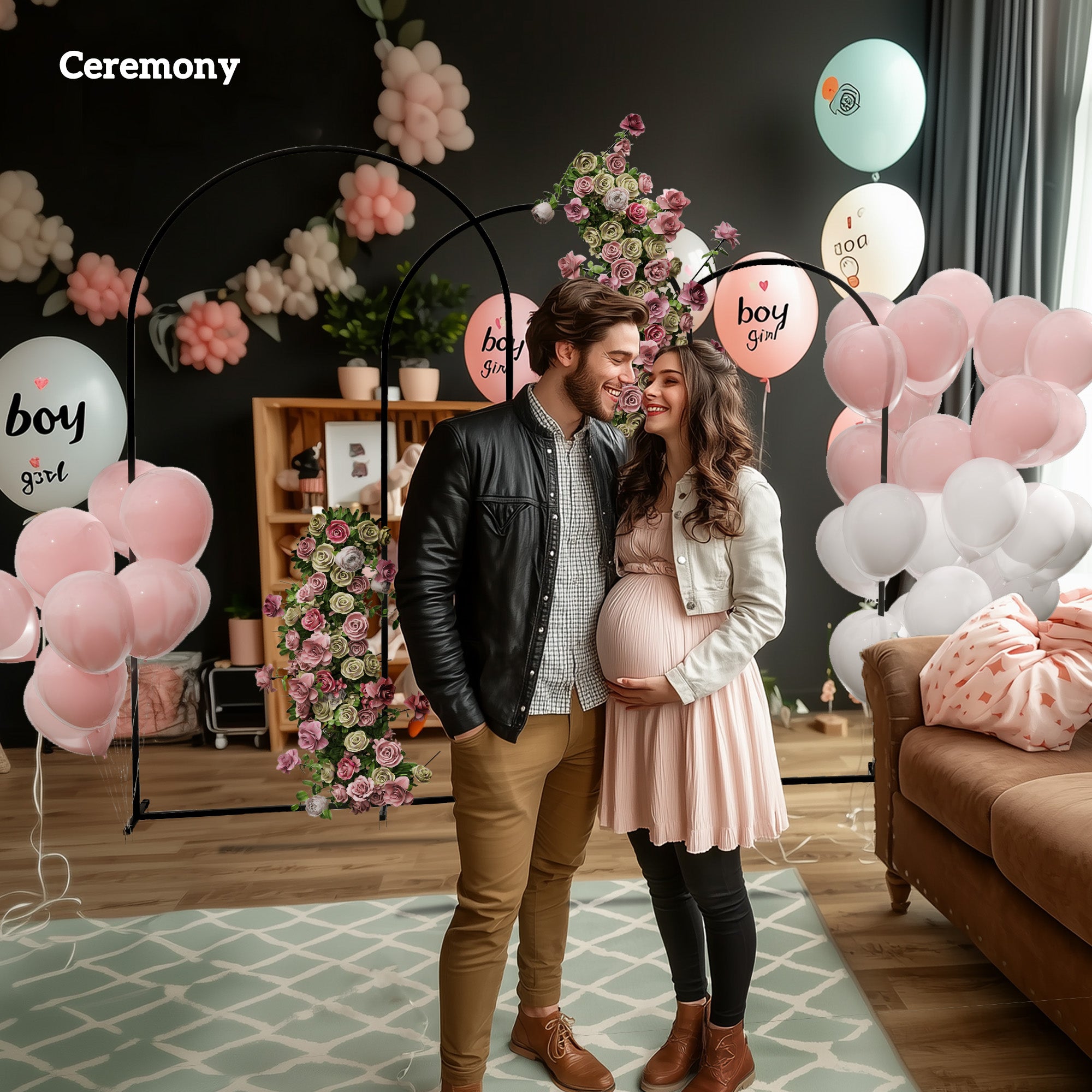 Metal Arch Backdrop Stand Set of 3, 7/6.5/6 ft Wedding Arch Frame, Balloon Backdrop Arch Stand Set for Birthday Party, Bridal Shower, Graduation, Ceremony, Banquet Decorations, Black - Black - Image 8