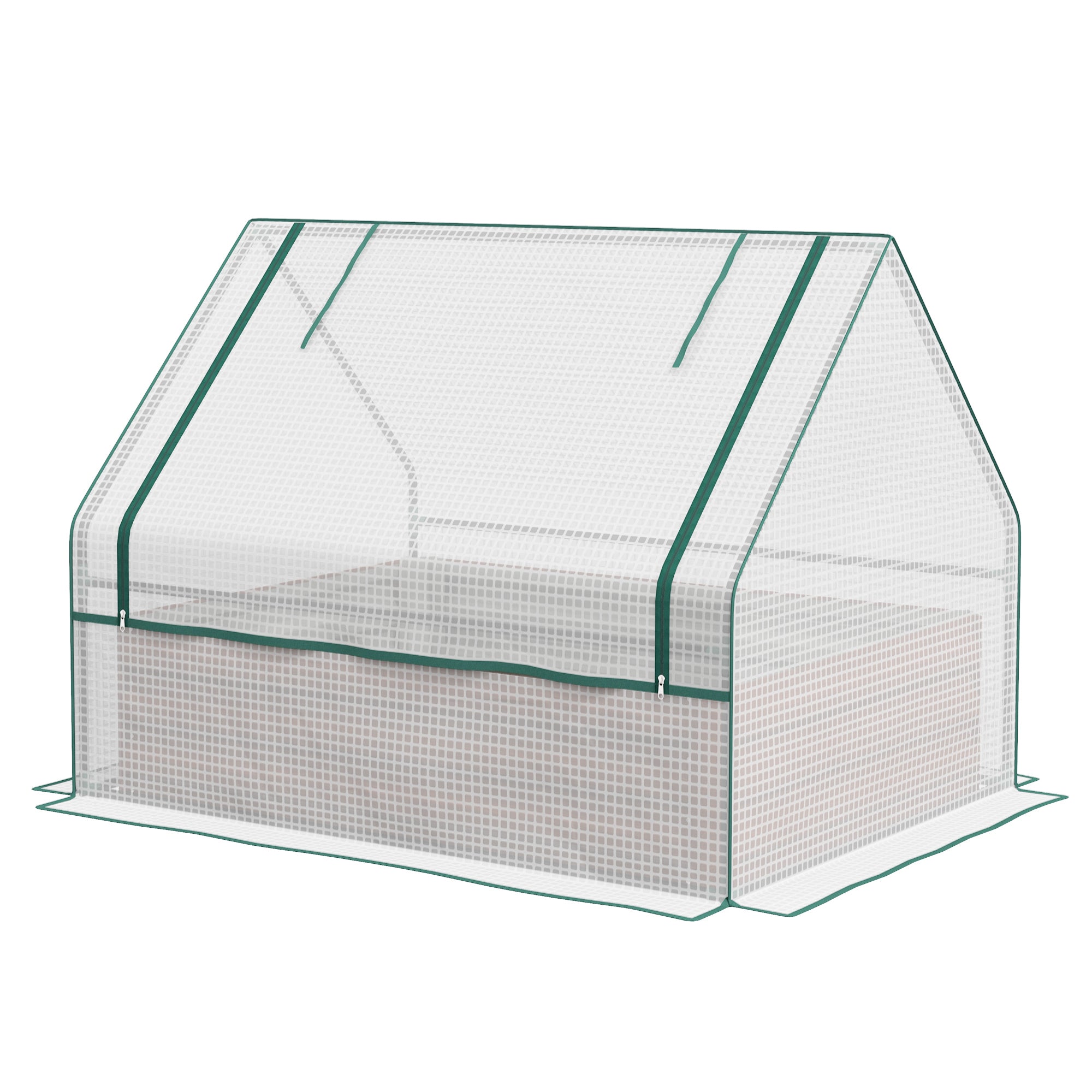 Raised Garden Bed, Outdoor Metal Planter Box with Mini Greenhouse, White and Brown - White, Brown