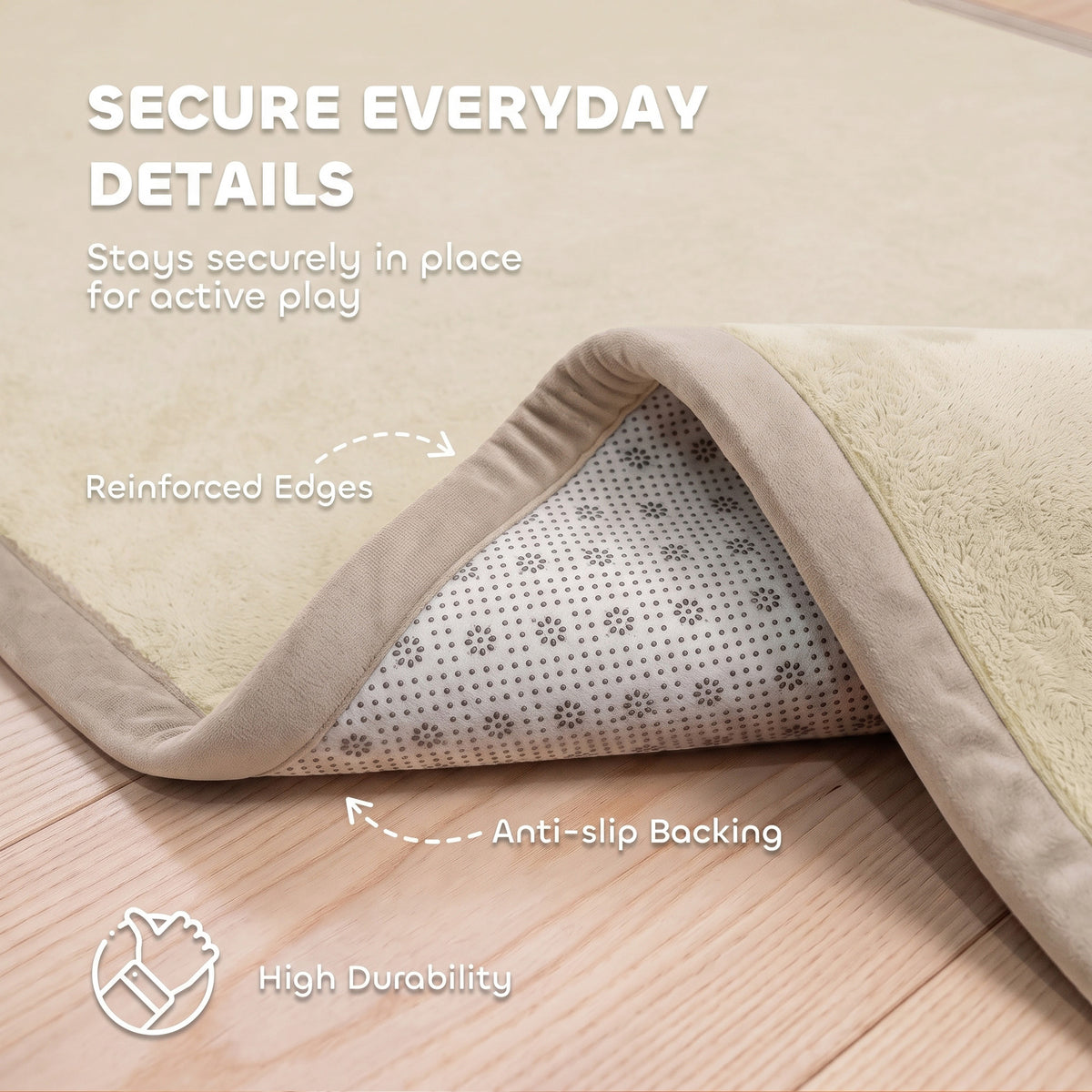 1.2" Thick Baby Play Mat, 110" x 79" Playpen Mat, Non-Slip, Water-Resistant, Soft Flannel for Crawling, Cream White