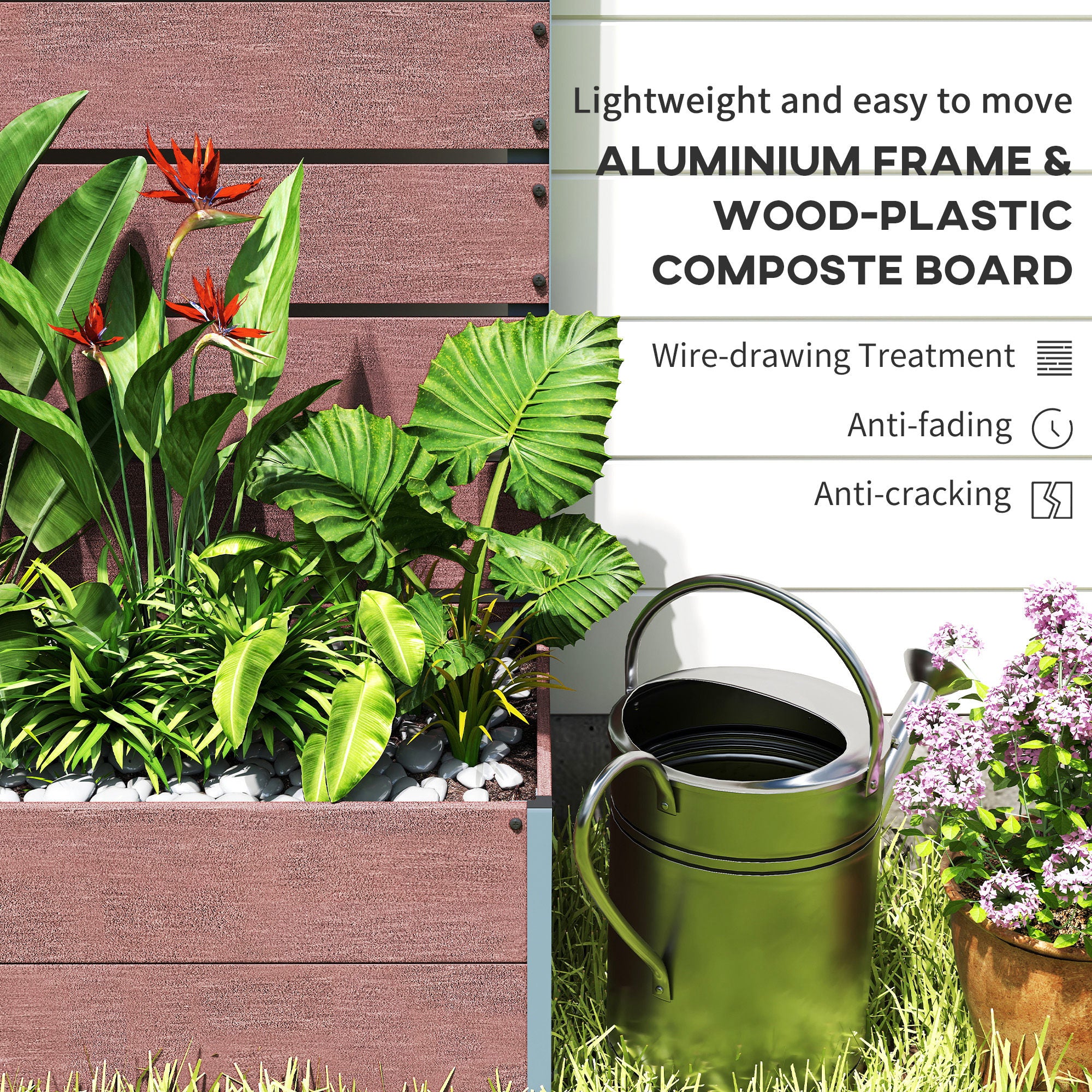 Trellis Planter for Climbing Plants, Raised Garden Bed with Trellis, Planter Box for Outdoor, 28.25" x 15" x 59", Brown - Brown - Image 5