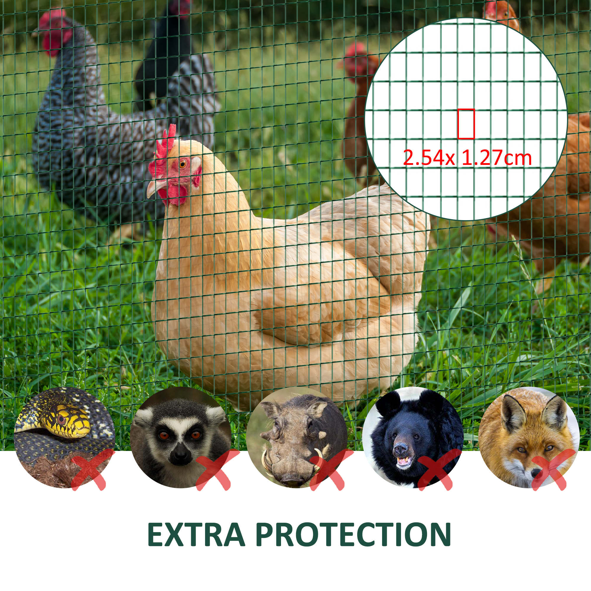 PVC Coated Steel Chicken Rabbit Mesh Fencing Wire Garden Galvanized Fence Border - Dark Green - Image 6