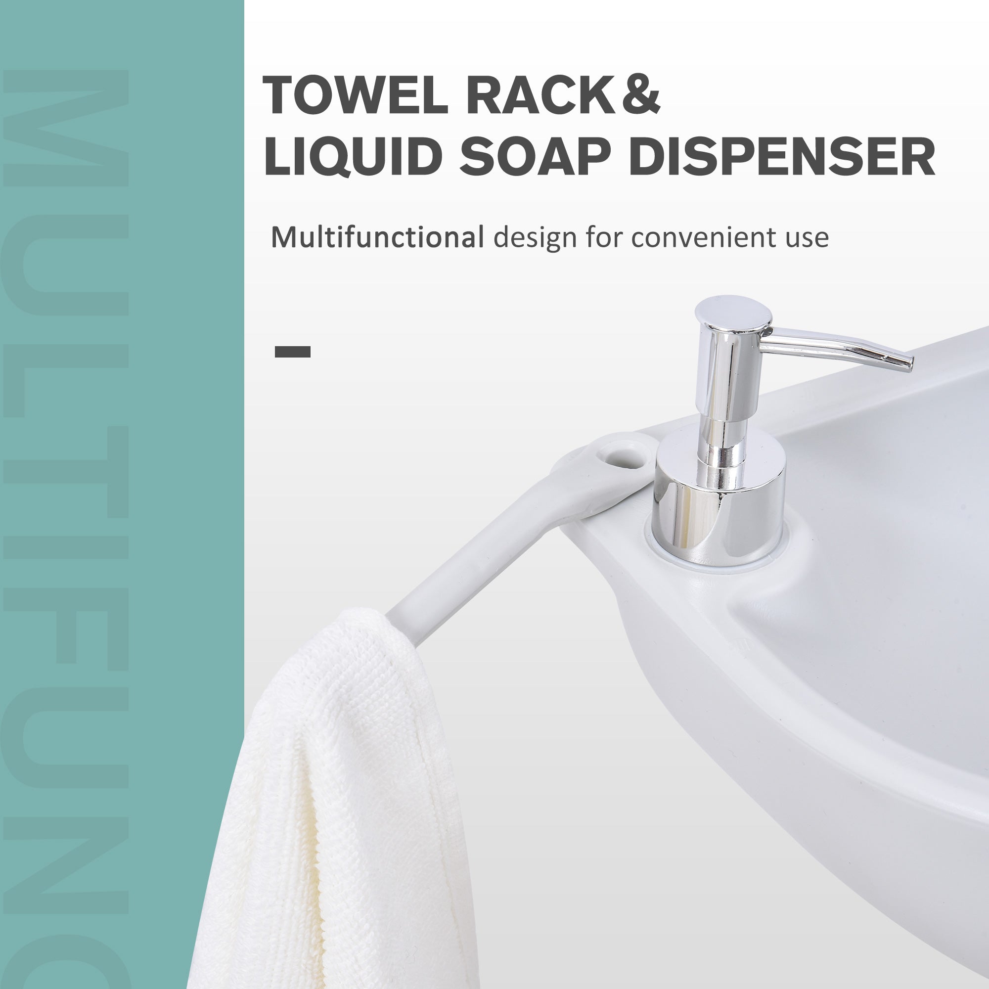 Portable Camping Sink, Portable Sink Hand Wash Station with 4.5 Gallon (17L) Tank, Rolling Wheels, Soap Dispenser, Towel Holder for RV, Outdoor Events, Gatherings, HDPE, White