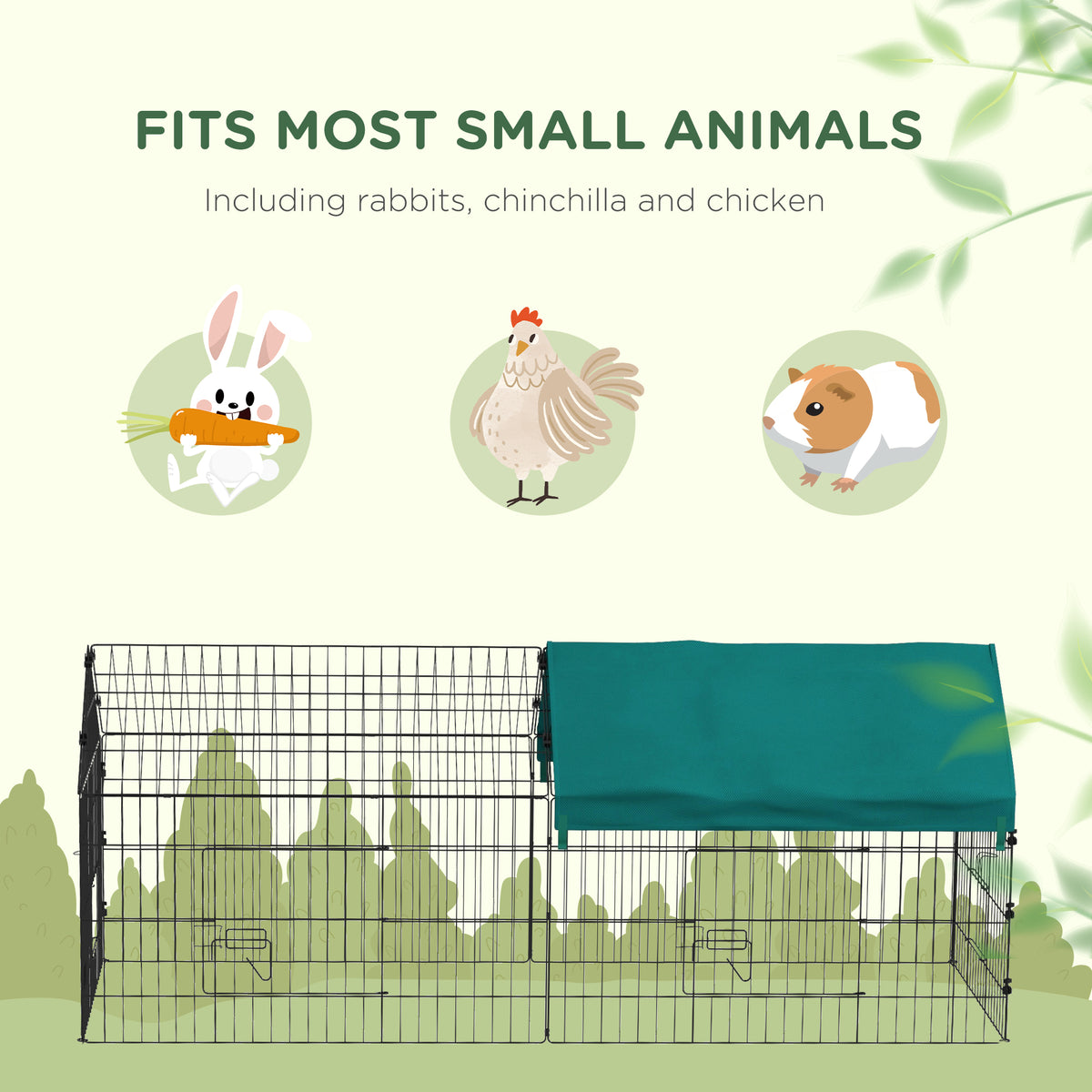 73" Small Animal Playpen with Roof for Rabbits, Chicken, Chinchillas - Green - Image 6